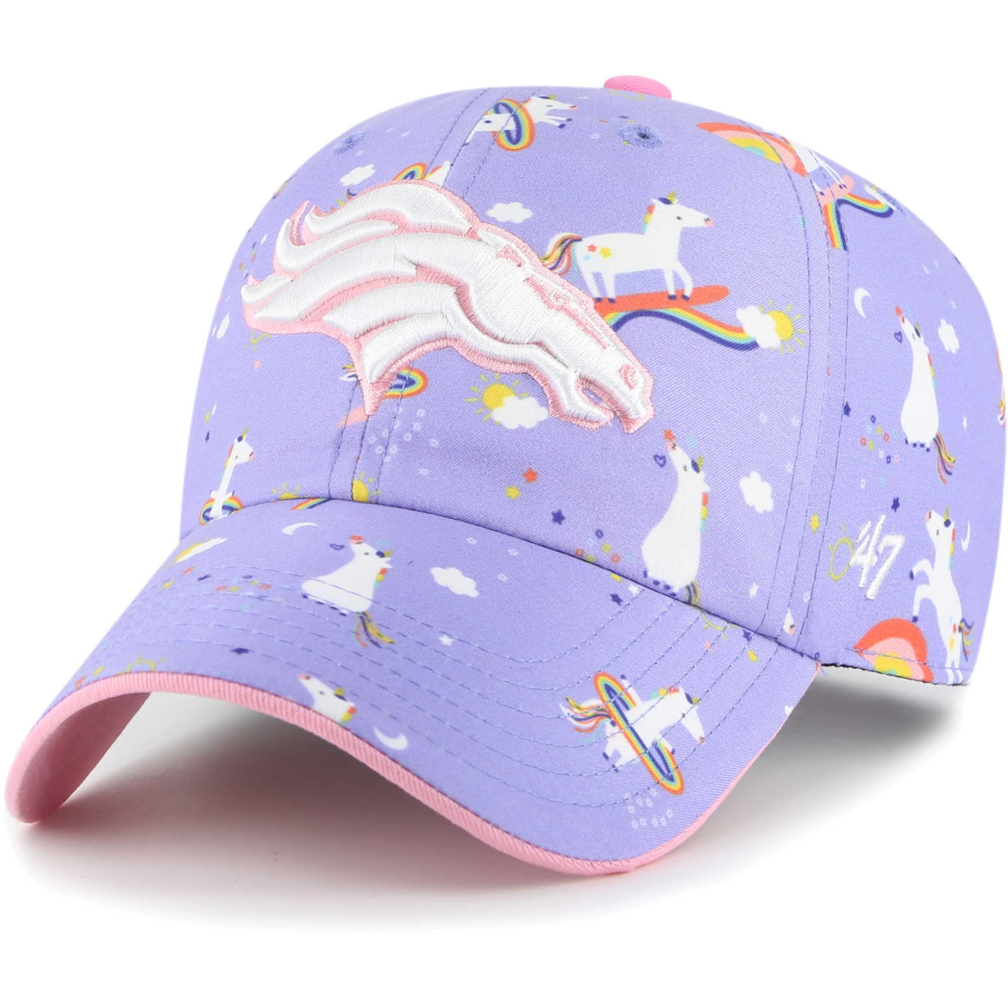 Bonnet réglable pour fille d'âge préscolaire '47 Lavande Denver Broncos Unicorn Clean Up