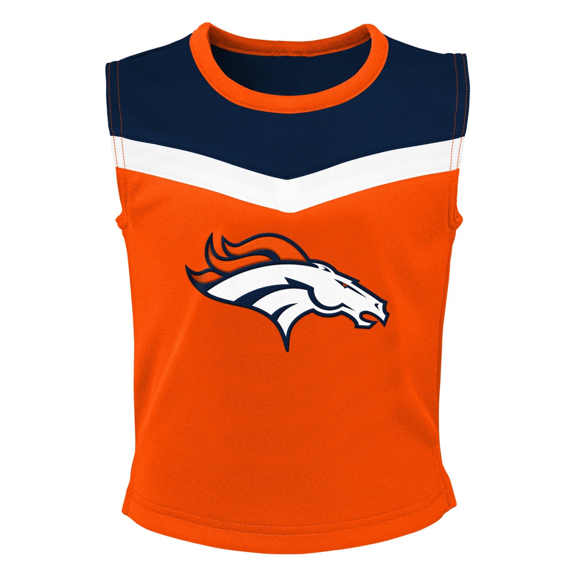 Girls Preschool Orange Denver Broncos Spirit Cheerleader Two-Piece Set with Bloomers