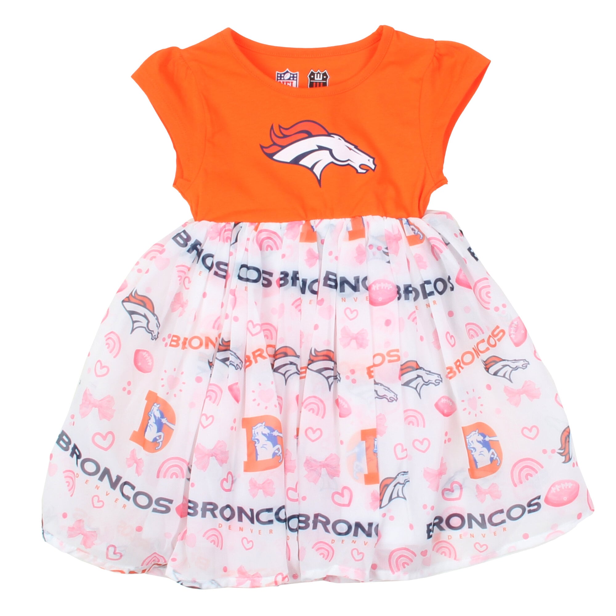 Robe de princesse orange Denver Broncos Wes & Willy pour petites filles