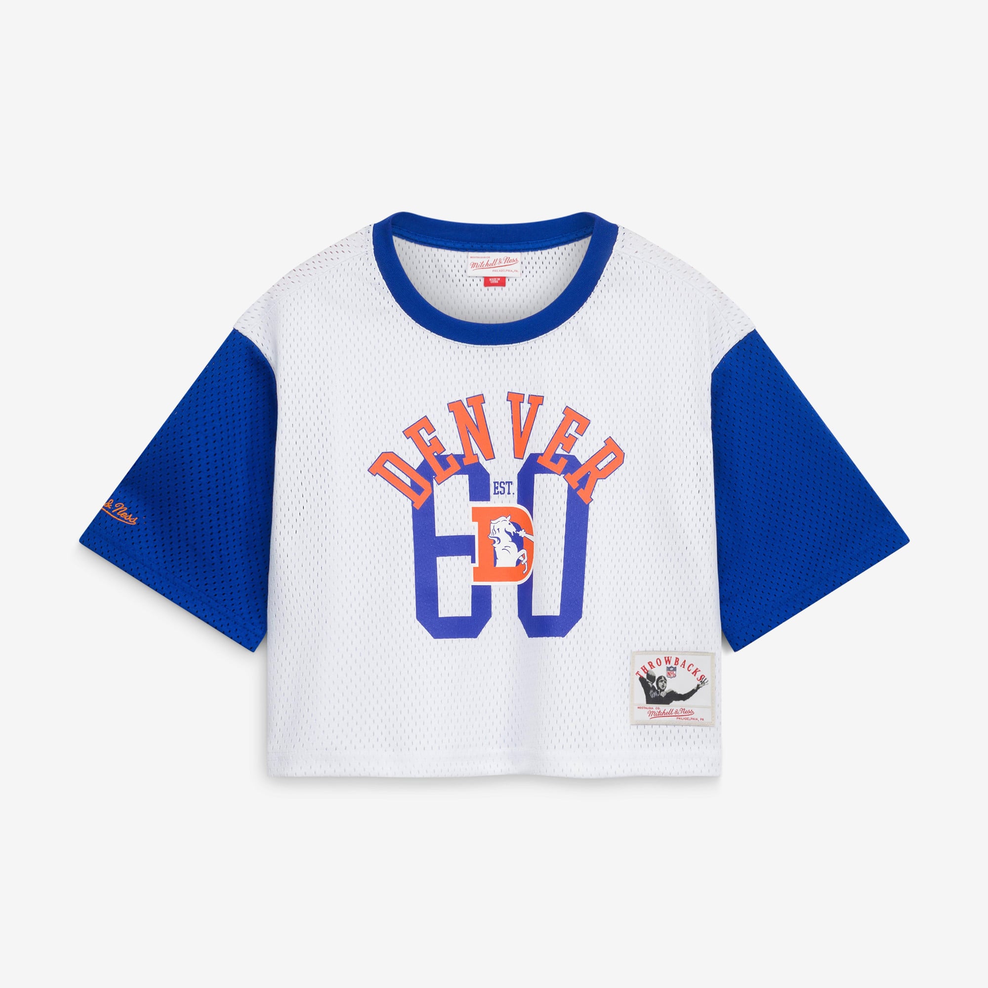 Girls Youth Mitchell & Ness  White Denver Broncos Gameday Cropped Half Sleeve T-Shirt