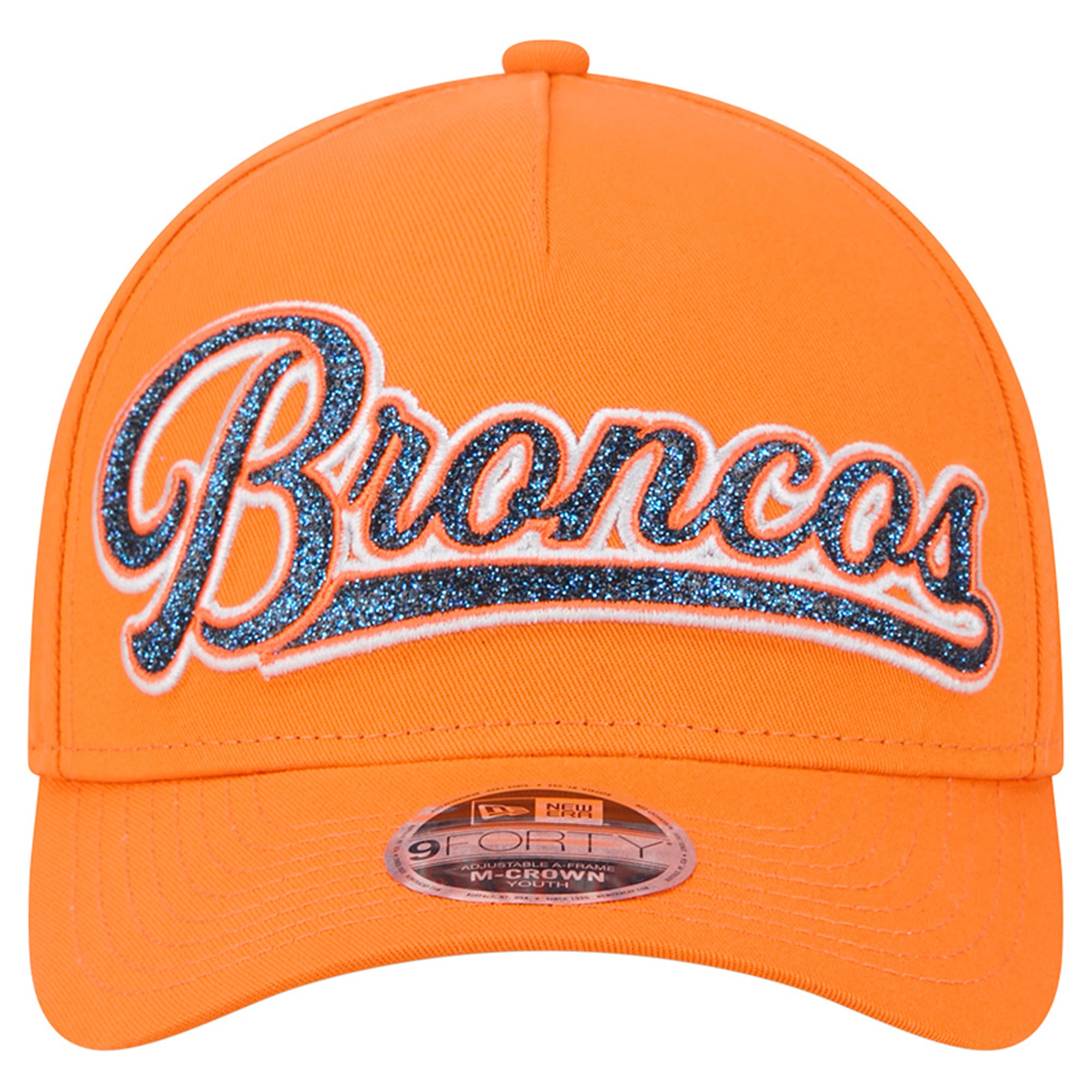 Casquette ajustable New Era 9FORTY A-Frame orange Denver Broncos Glitz pour filles et jeunes