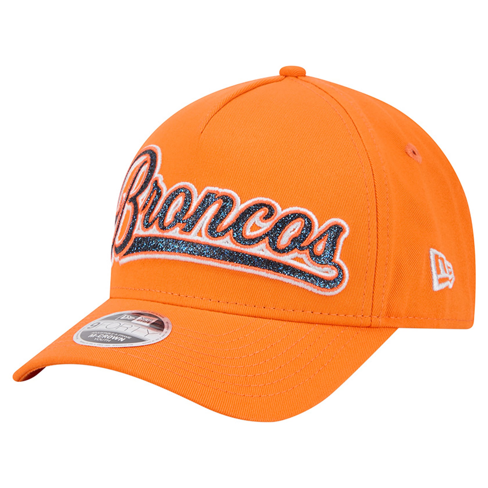 Casquette ajustable New Era 9FORTY A-Frame orange Denver Broncos Glitz pour filles et jeunes