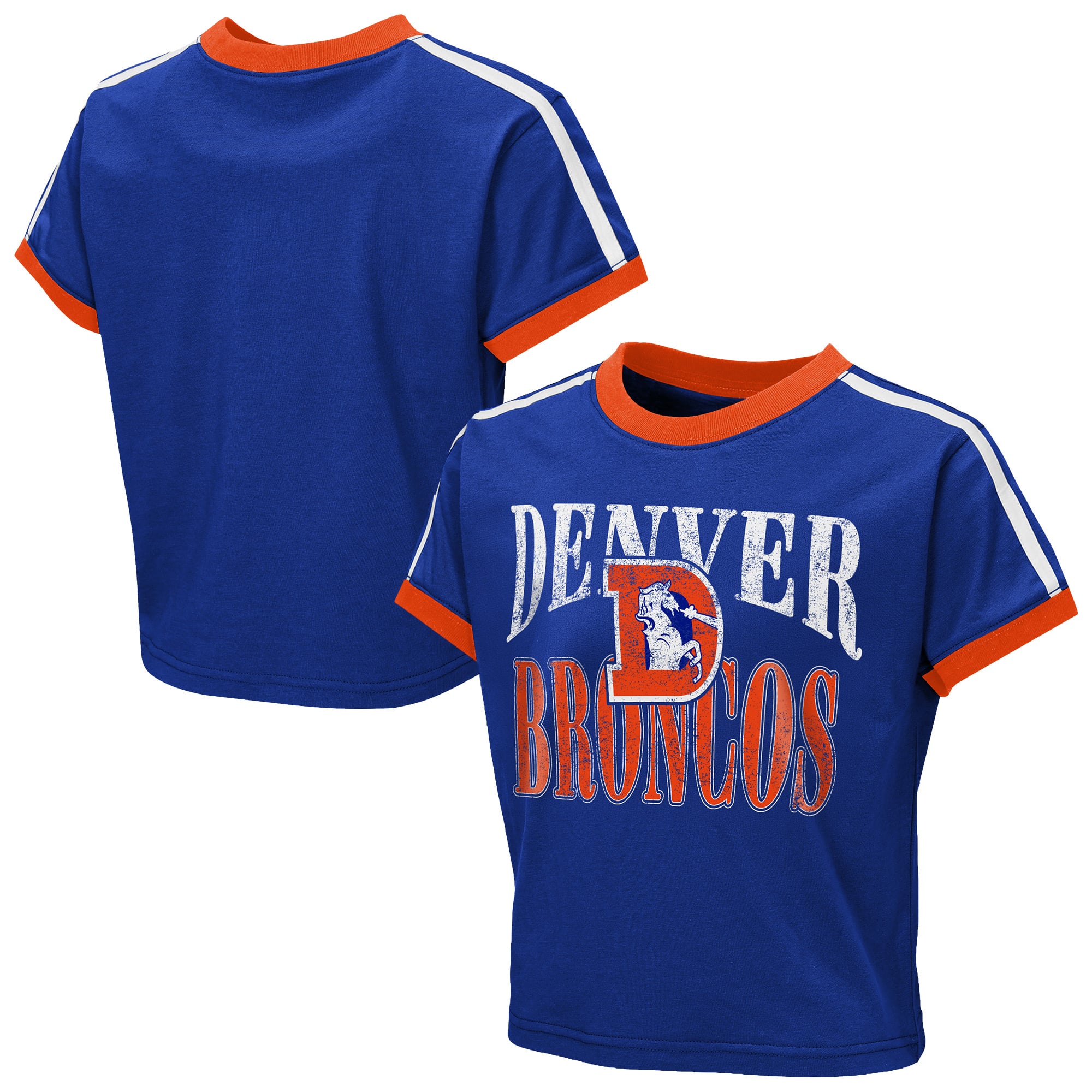 T-shirt bébé court à col rond « Hail Mary » de la marque Girls Youth WEAR by Erin Andrews Royal Denver Broncos