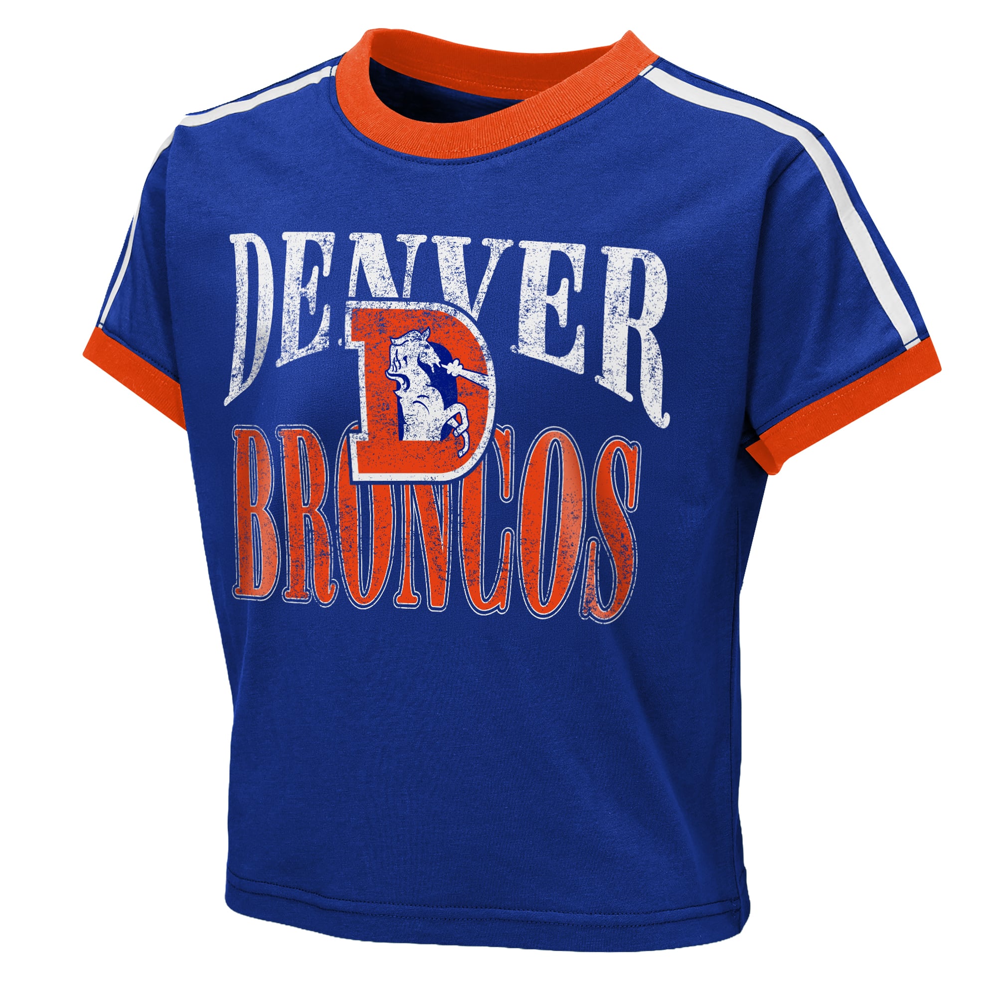 T-shirt bébé court à col rond « Hail Mary » de la marque Girls Youth WEAR by Erin Andrews Royal Denver Broncos