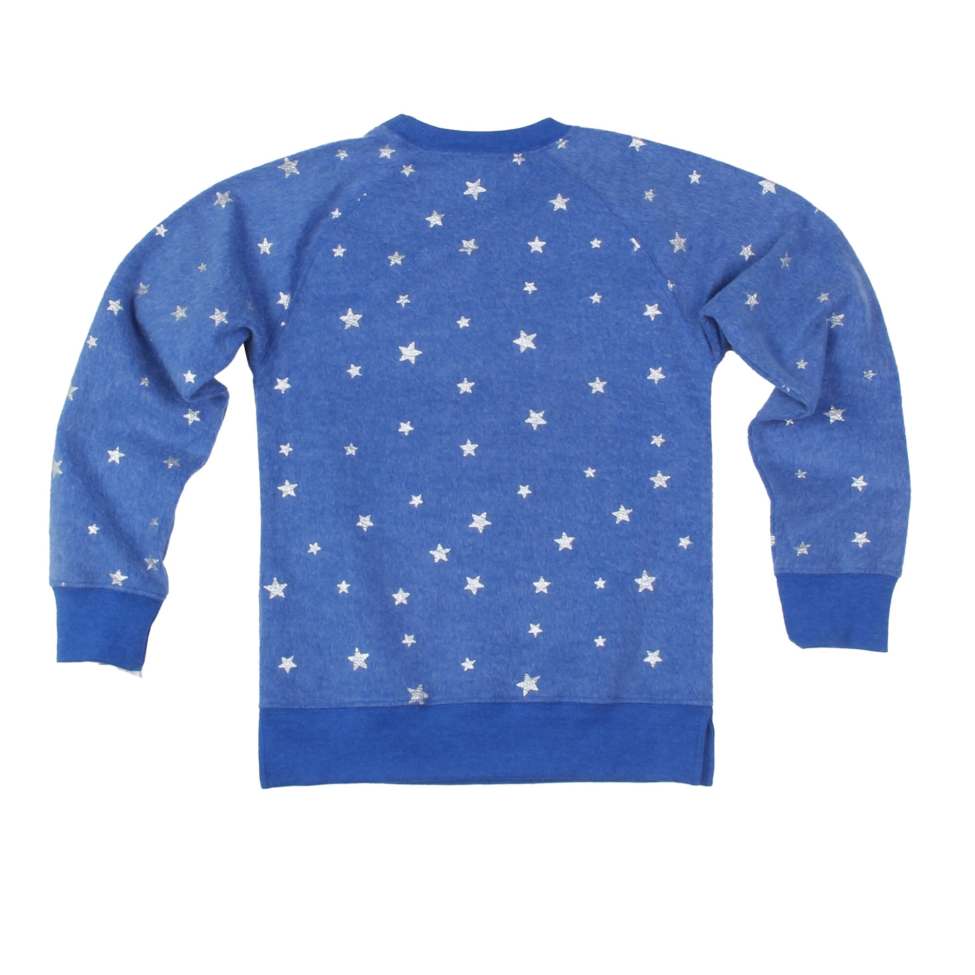 Girls Youth Wes & Willy Royal Denver Broncos Shimmer Star Reverse Sweatshirt
