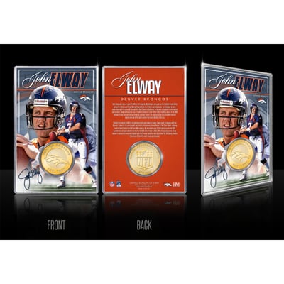 John Elway Denver Broncos Highland Mint  Limited Edition Bronze Coin Card with Acrylic Holder