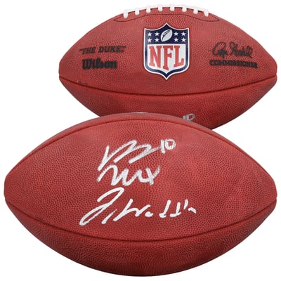 Jaylen Waddle & Bo Nix Denver Broncos Autographed Fanatics Authentic Duke Full Color Football