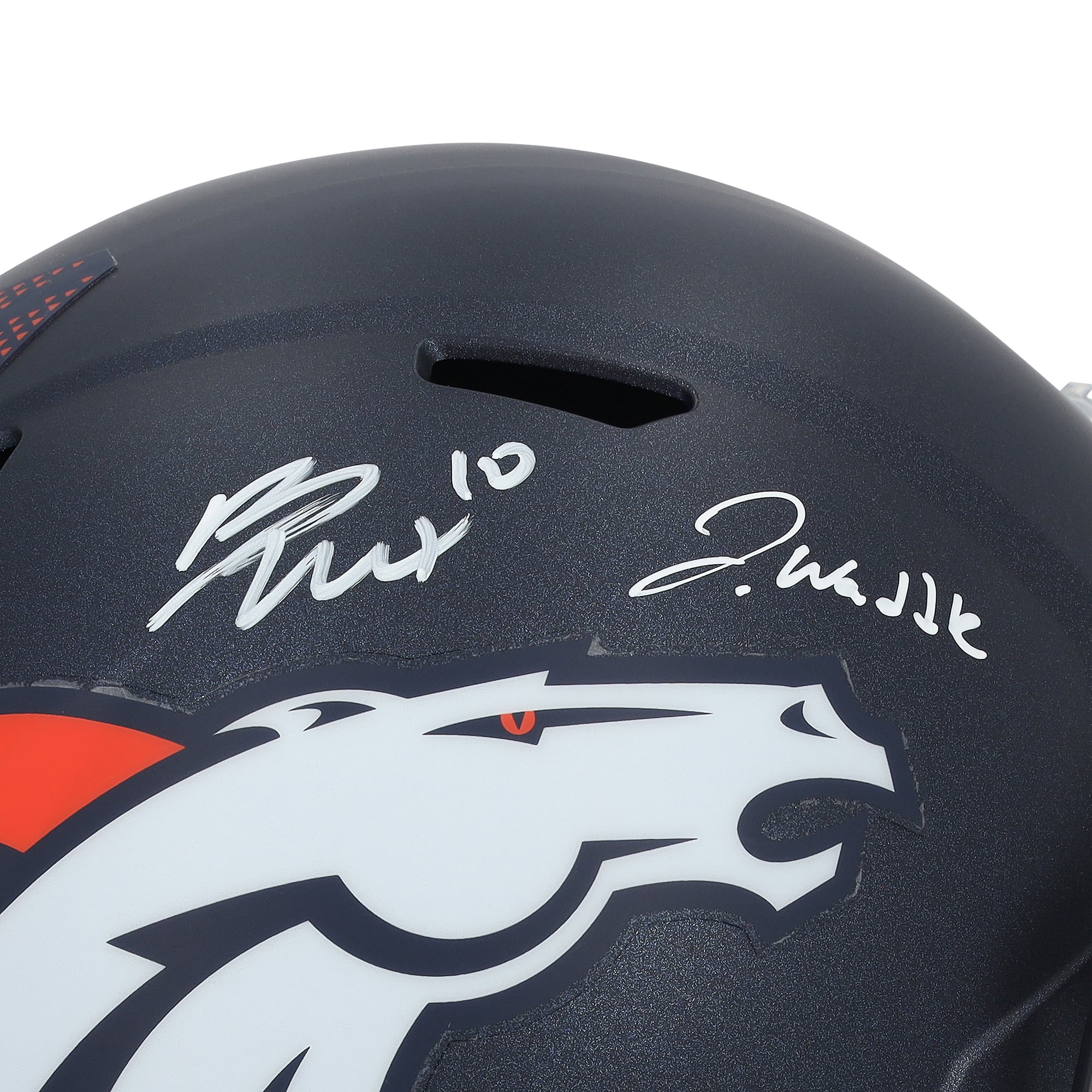 Jaylen Waddle & Bo Nix Denver Broncos Autographed Riddell Speed Replica Helmet