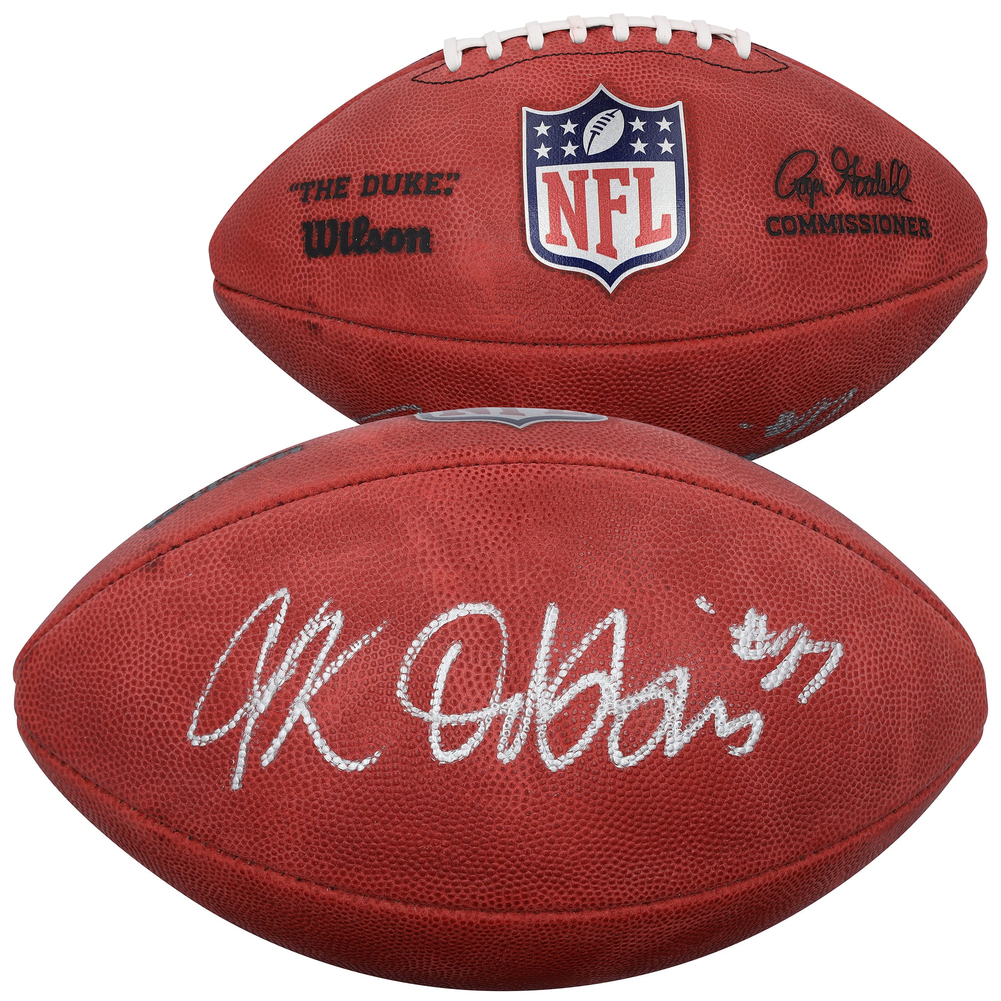 Ballon de football américain Duke en couleur, autographié par J.K. Dobbins des Denver Broncos