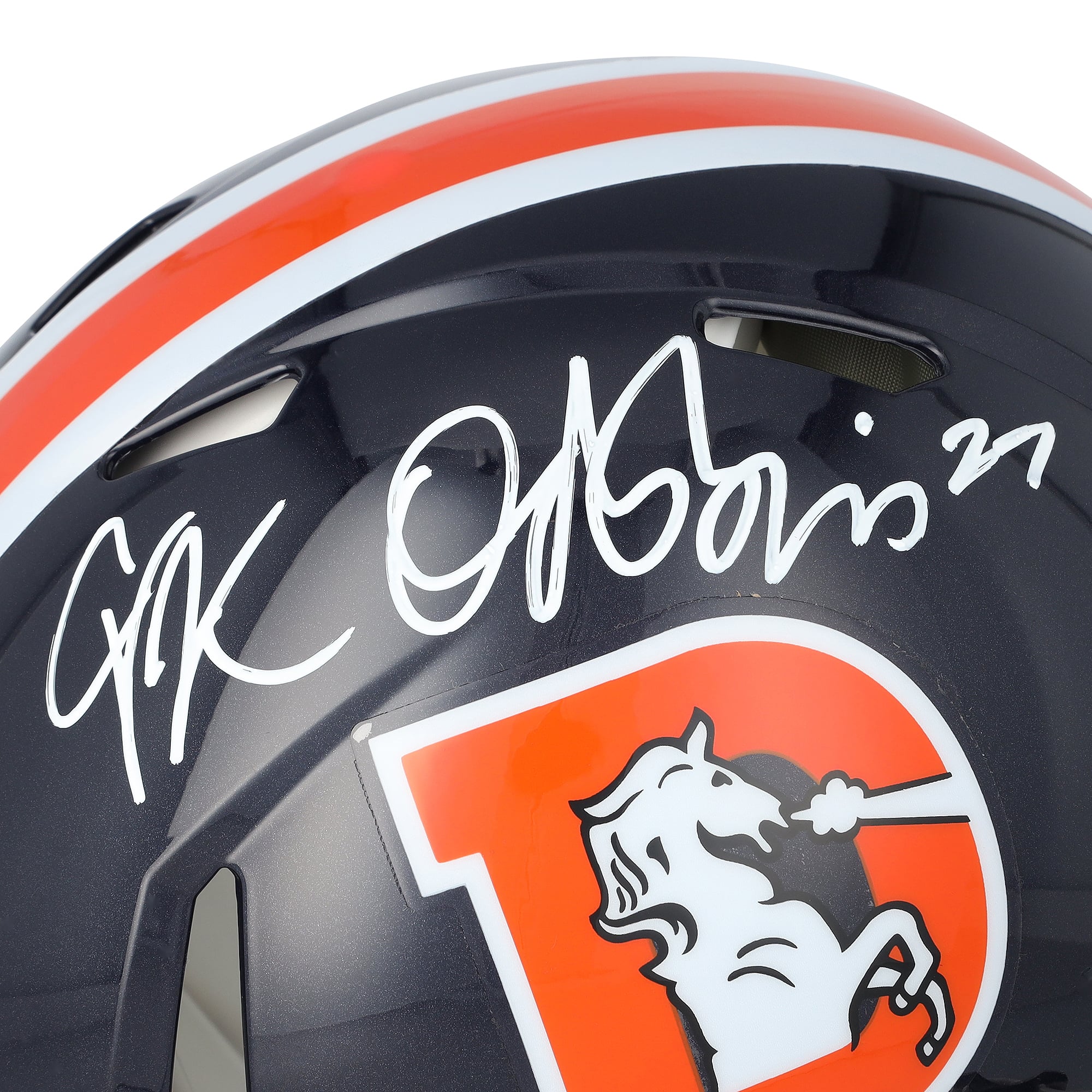 Casque authentique Riddell Color Rush Speed ​​2022 autographié par J.K. Dobbins (Denver Broncos)