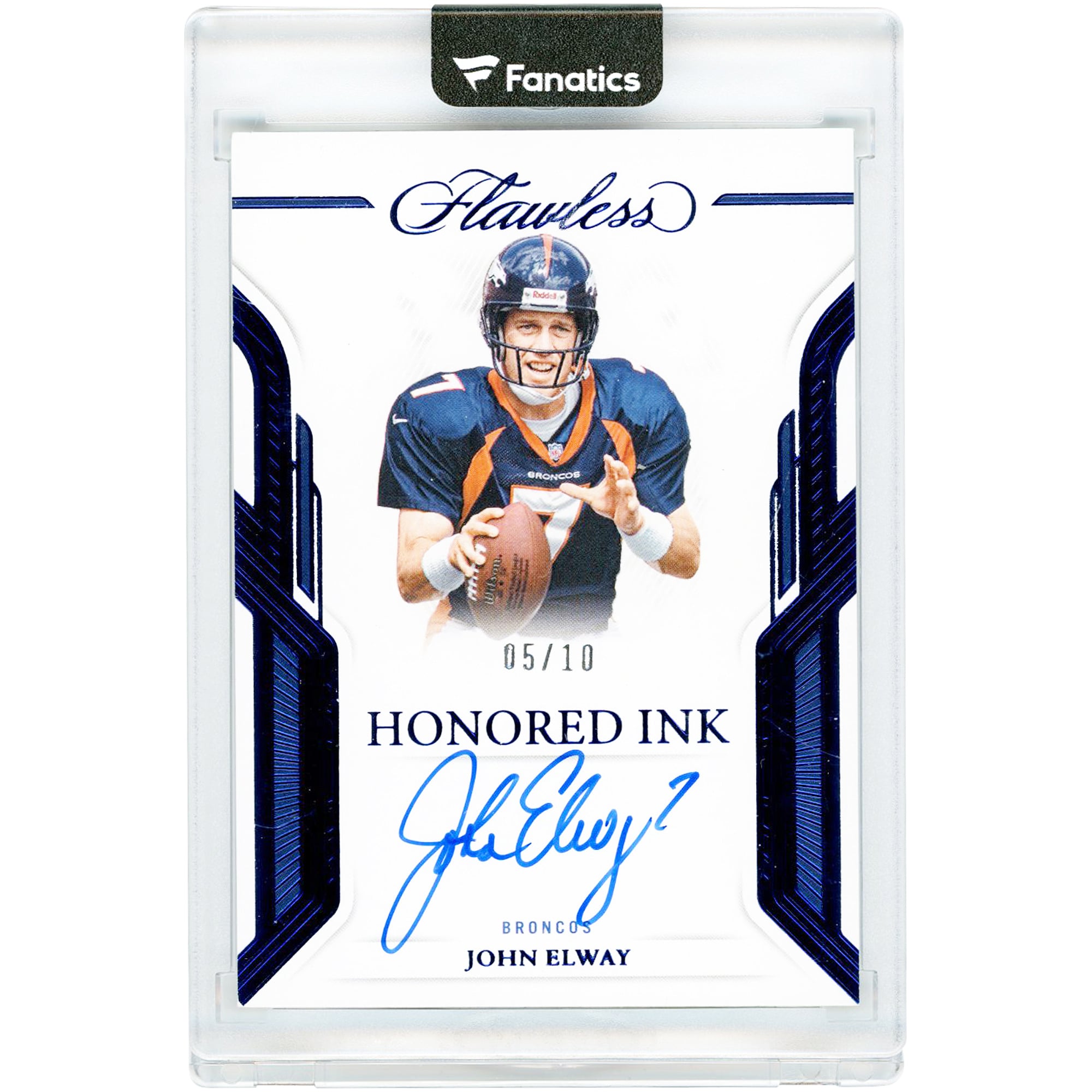 Carte autographiée de John Elway (Denver Broncos), collection Panini Flawless Honored Ink 2023, n° HI-JEL, n° 5/10