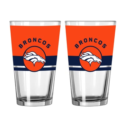 Denver Broncos Logo Brands Two-Piece 16oz. Horizon Pint Glass Set