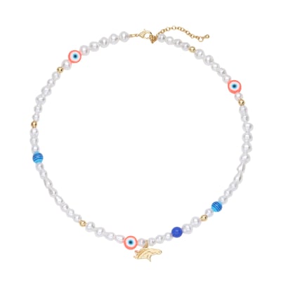 Denver Broncos LUV AJ Pearl Bead Logo Necklace