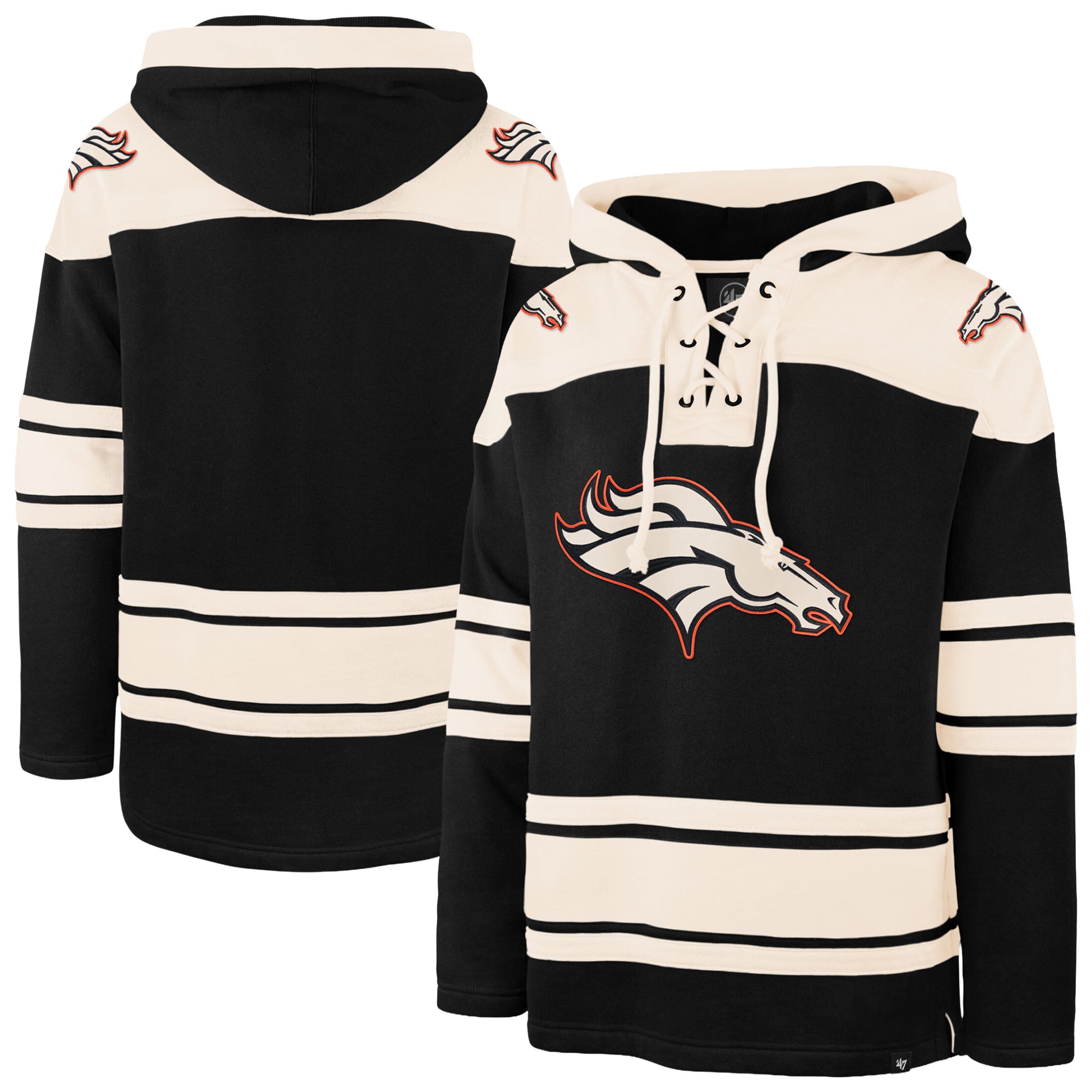 Sweat à capuche Superior Lacer noir Denver Broncos '47 pour homme
