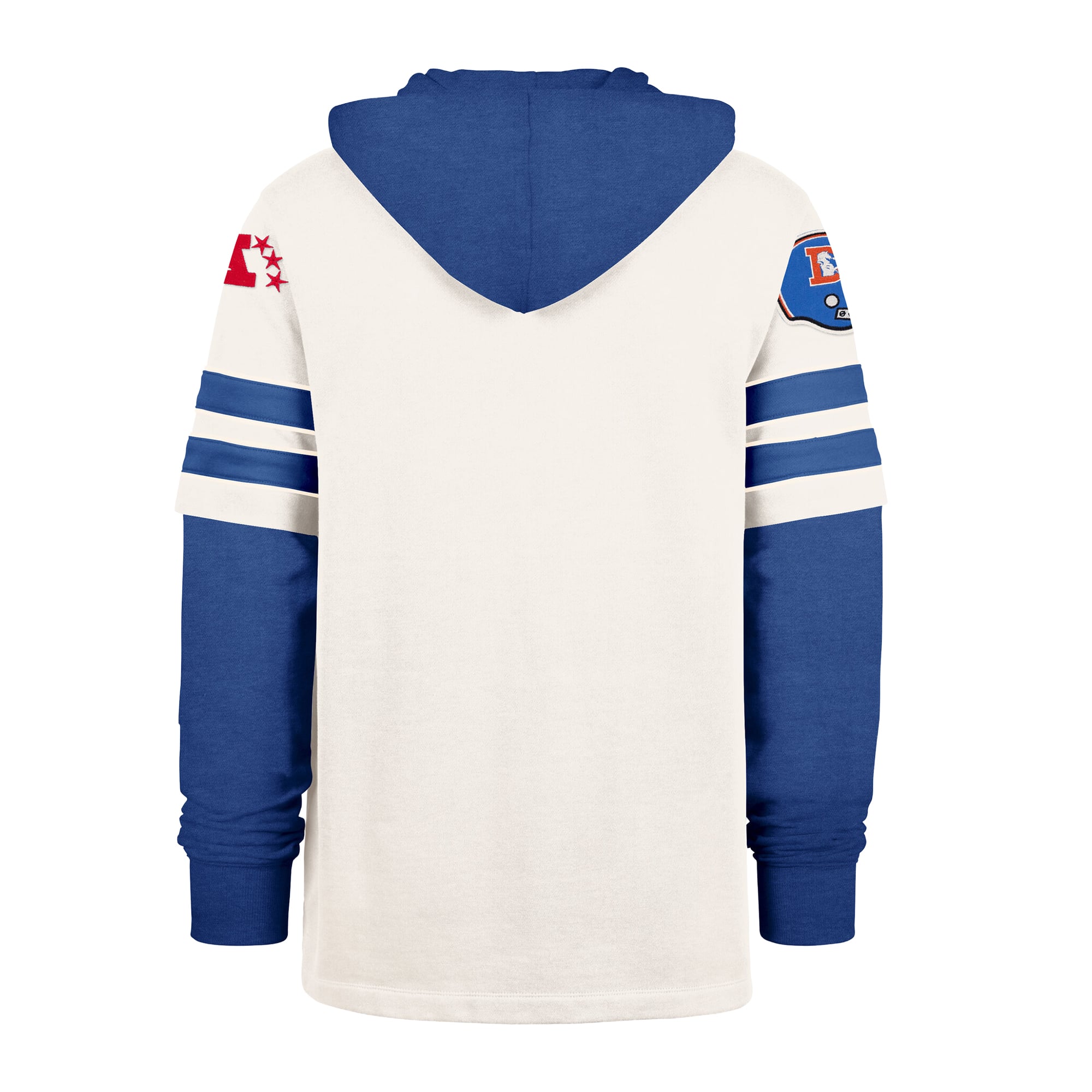 Men's '47 Cream Denver Broncos Split Zone Cornerback Duo Lacer Hoodie