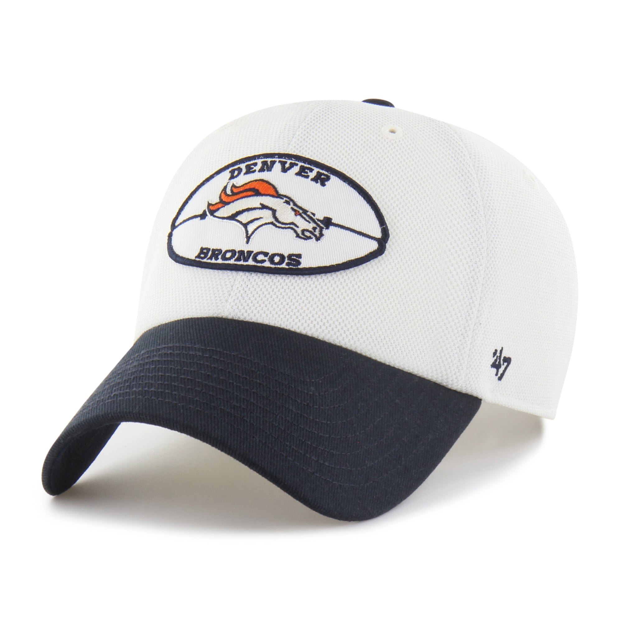 Men's '47 Cream/Navy Denver Broncos Pique Patch Clean Up Adjustable Hat
