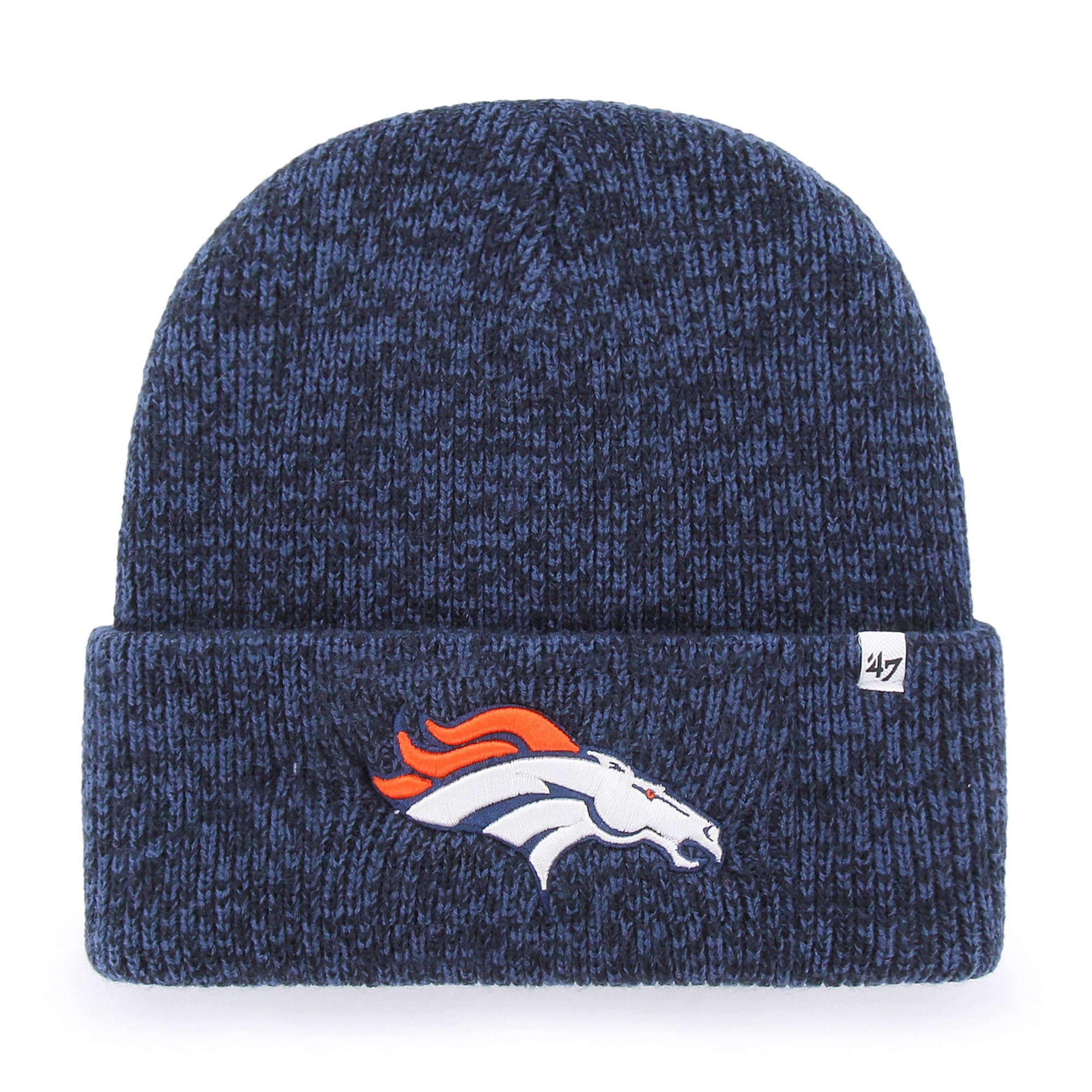 Bonnet en tricot à revers bleu marine chiné '47 des Denver Broncos Brain Freeze pour homme