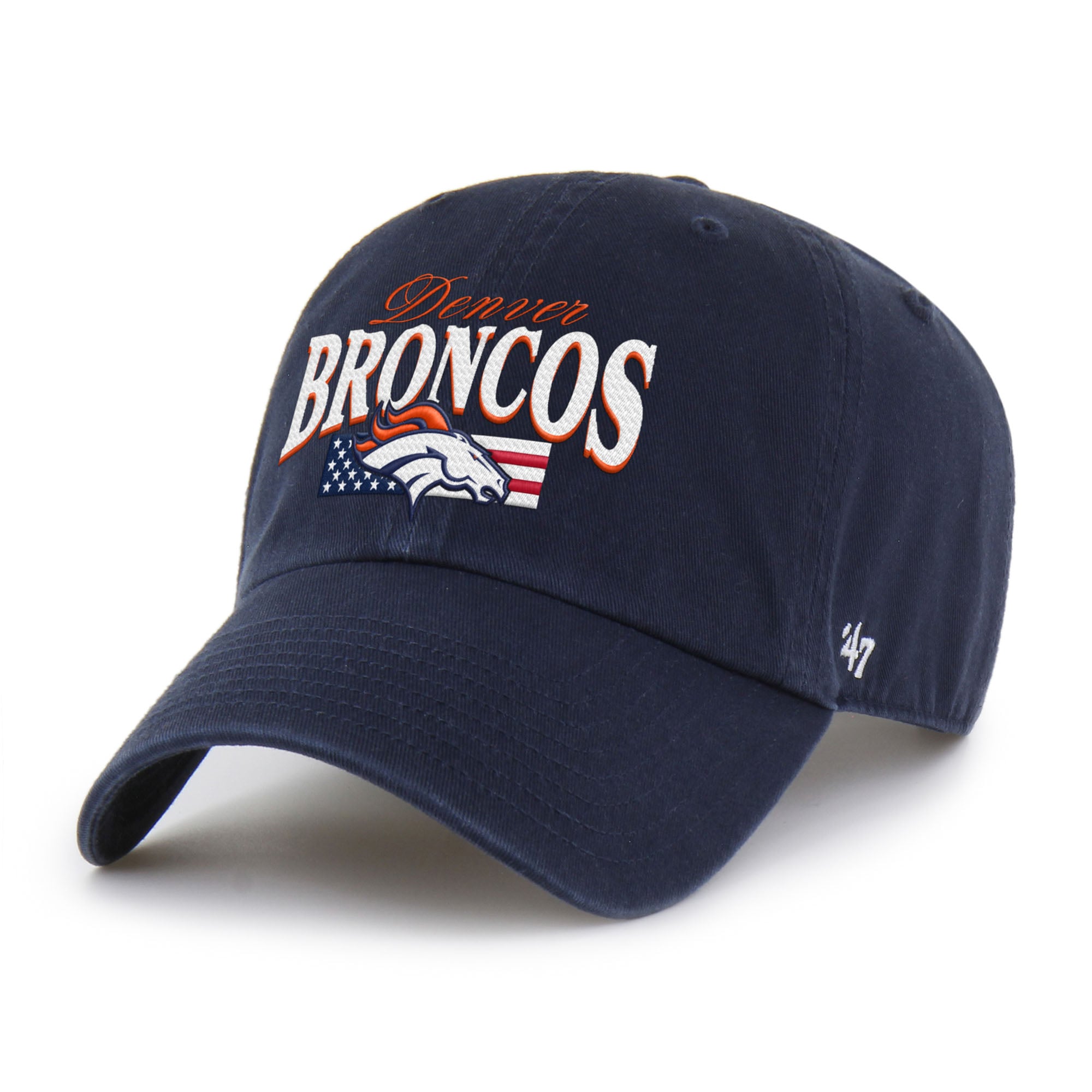 Men's '47 Navy Denver Broncos American Flag Clean Up Adjustable Hat