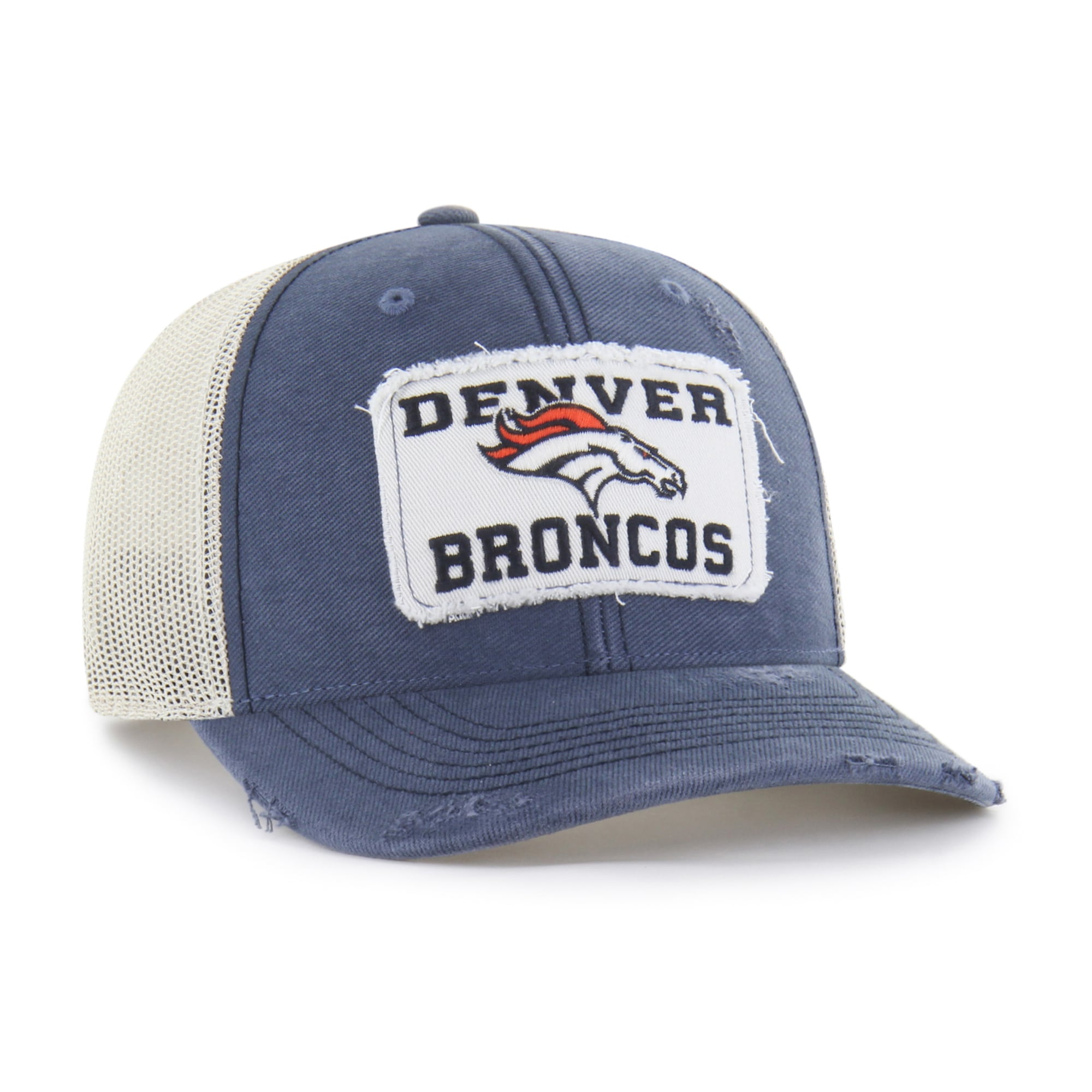 Casquette trucker ajustable Denver Broncos Egremont bleu marine pour homme, modèle 47, usée.