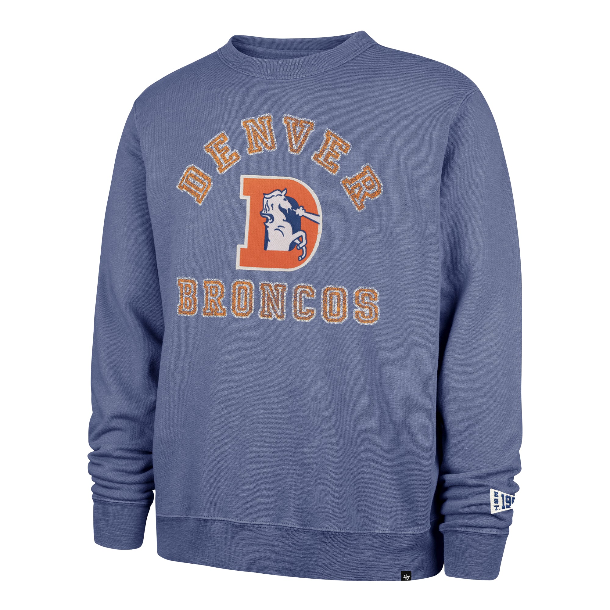 Men's '47 Royal Denver Broncos Calderwood Well Worn French Terry Sweatshirt