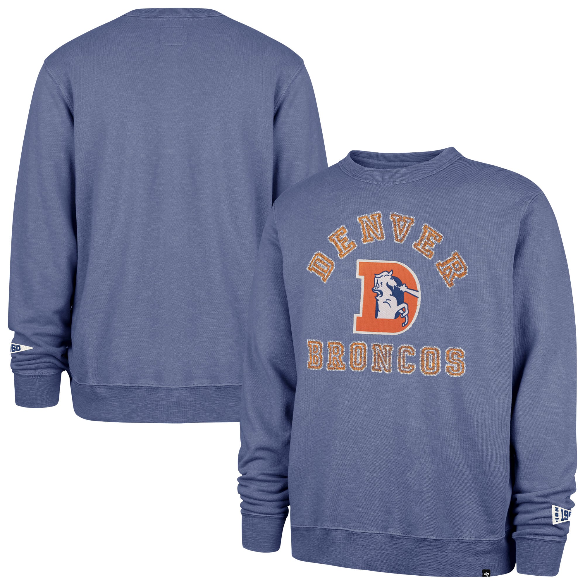 Men's '47 Royal Denver Broncos Calderwood Well Worn French Terry Sweatshirt