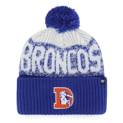  Denver Broncos '47 Throwback Bone Chill Cuffed Knit Hat with Pom - Royal