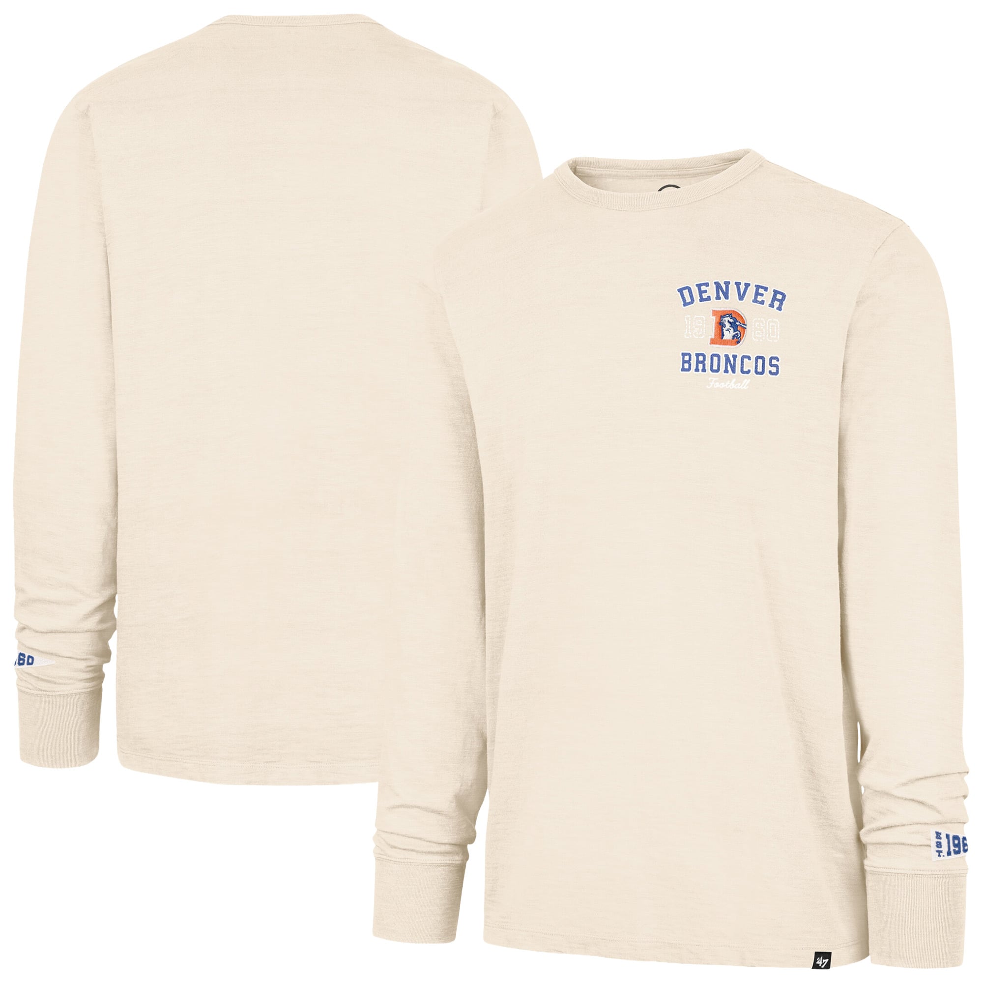 Men's '47 Tan Denver Broncos Heavy Slub Long Sleeve T-Shirt