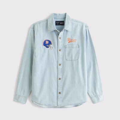 Denver Broncos Abercrombie & Fitch Denim Long Sleeve Button-Up Shirt - Blue