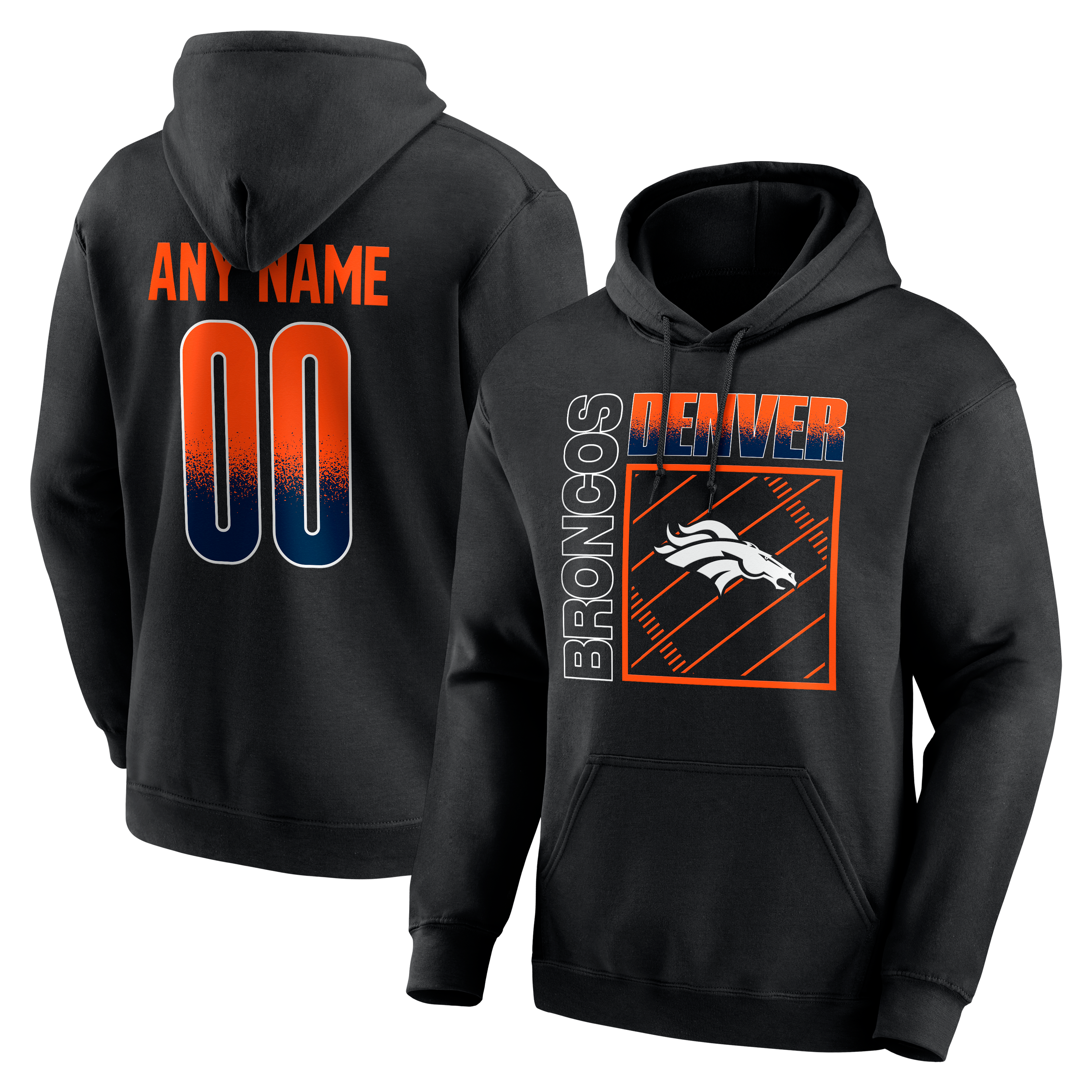 Men's Black Denver Broncos Home Field Pop Personalized Name & Number Hoodie