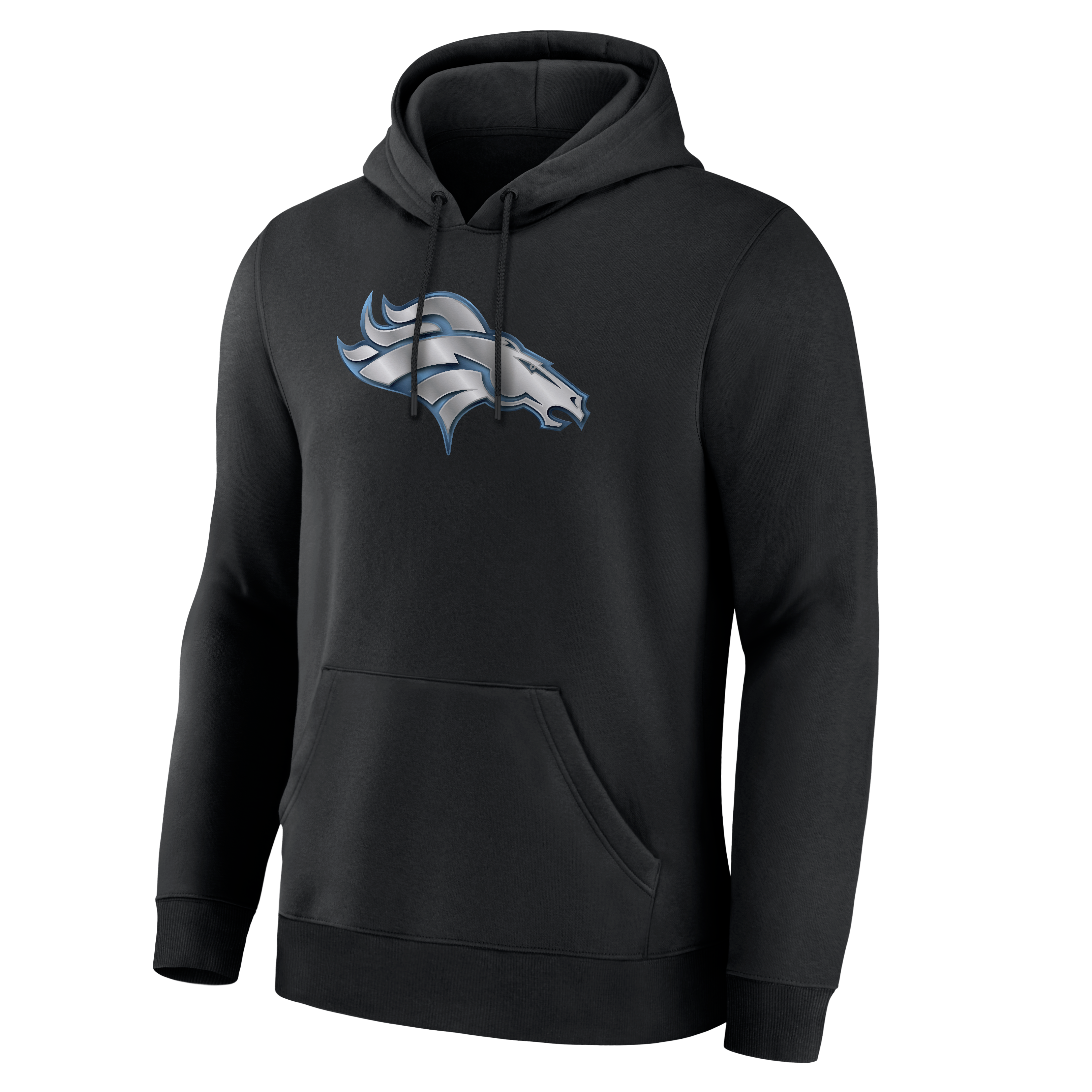 Sweat à capuche noir pour homme Denver Broncos avec mascotte métallique