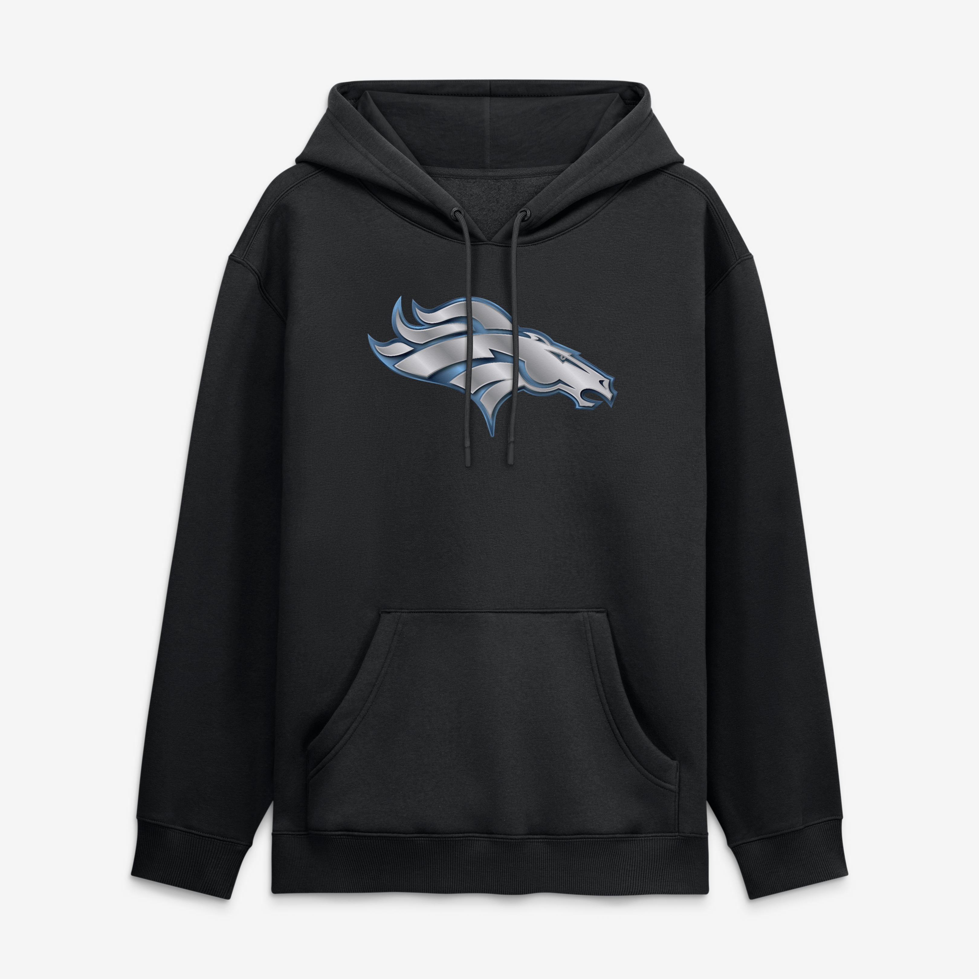Sweat à capuche noir pour homme Denver Broncos avec mascotte métallique