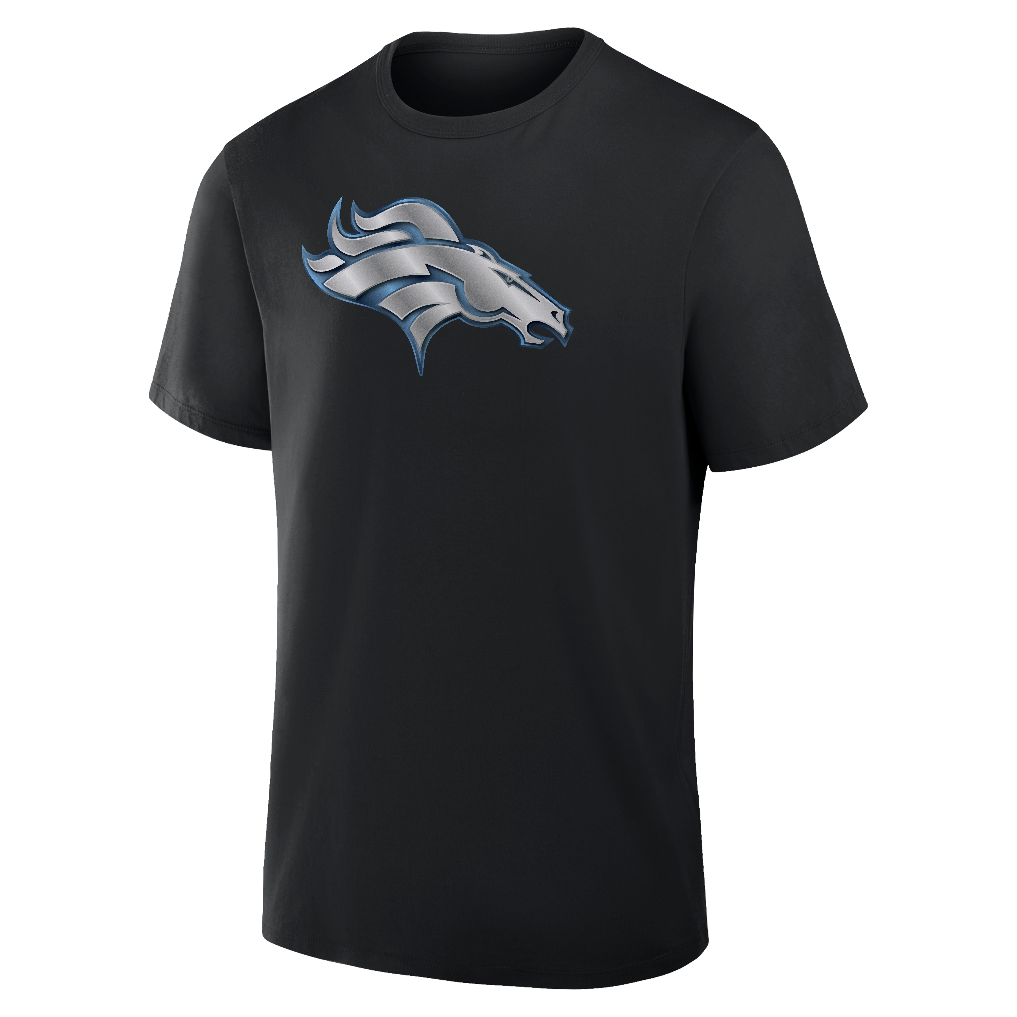 T-shirt noir pour homme Denver Broncos à mascotte métallique