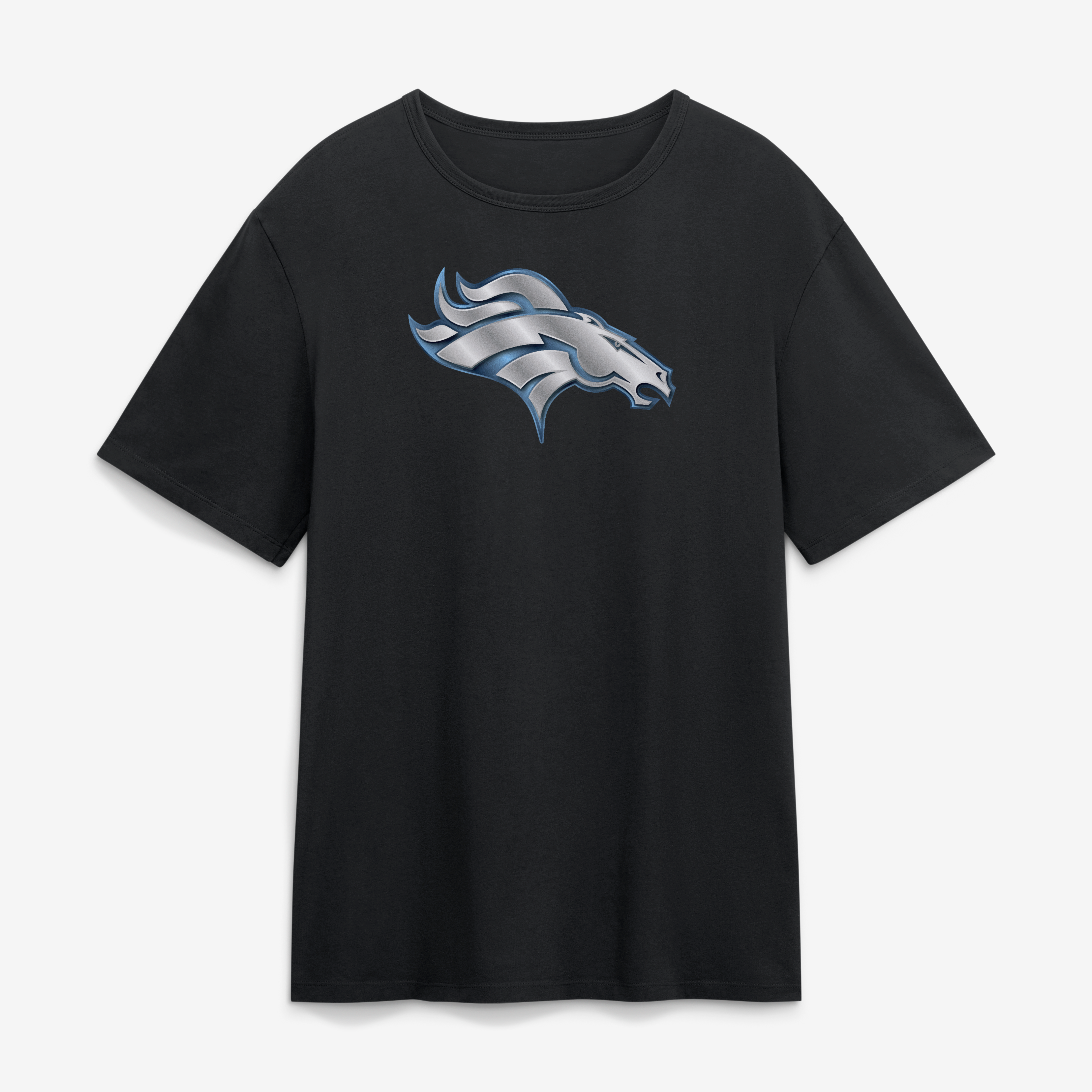 T-shirt noir pour homme Denver Broncos à mascotte métallique