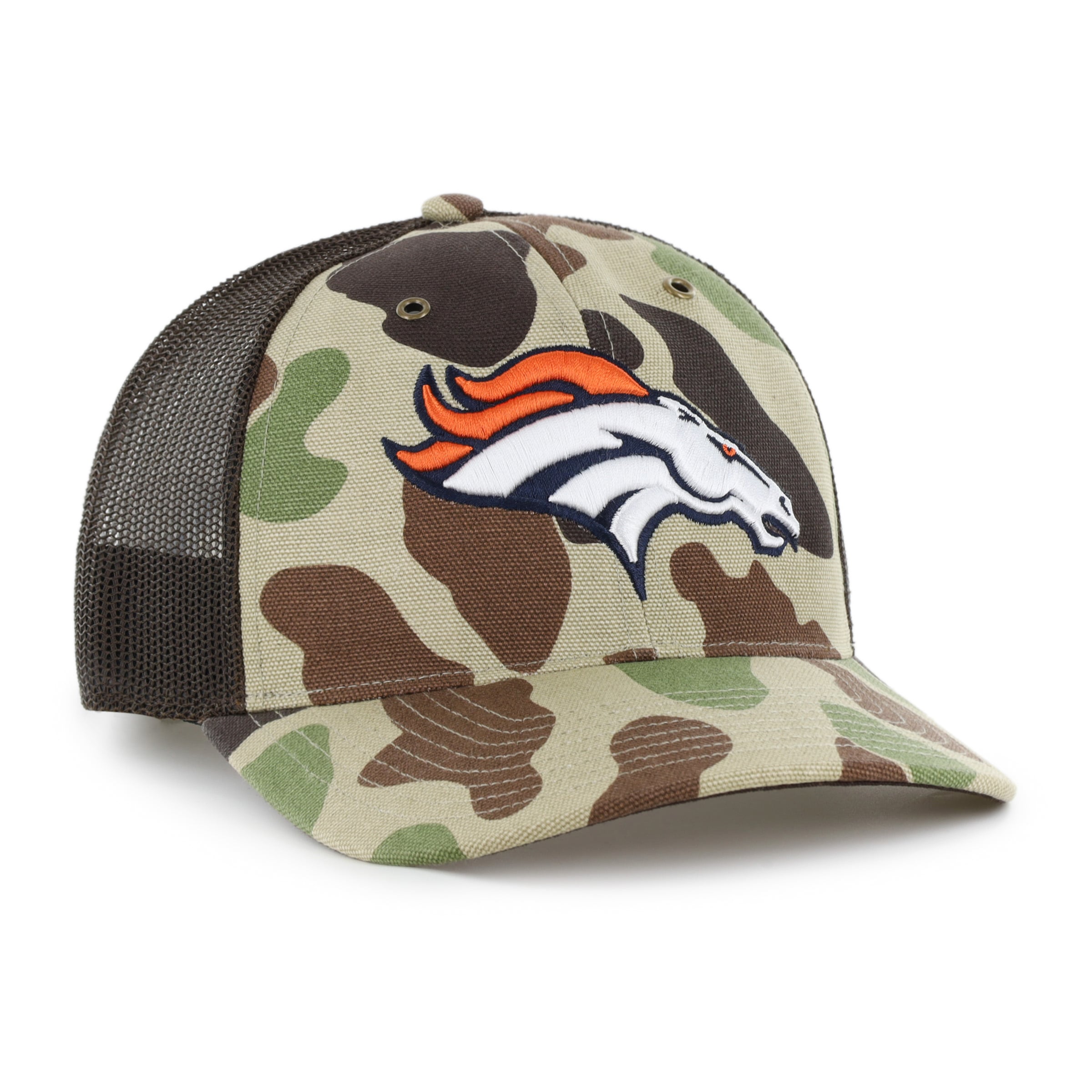 Men's Carhartt x '47 Duck Camo Denver Broncos Adjustable Trucker Hat