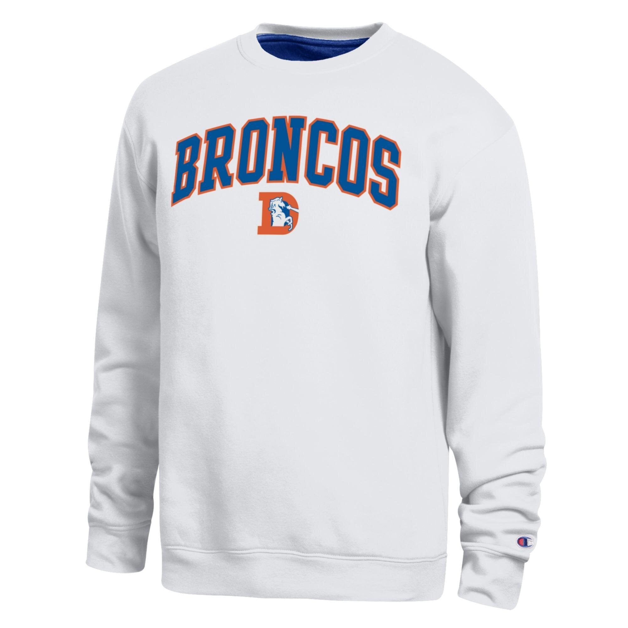 Men's Champion White Denver Broncos Contrast Lined Sweatshirt