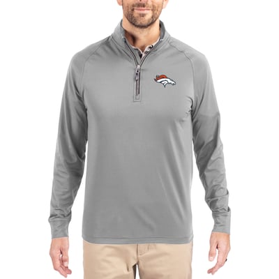 Denver Broncos Cutter & Buck Adapt Eco Knit Quarter-Zip Pullover Jacket - Gray