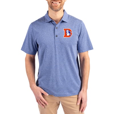  Denver Broncos Cutter & Buck Throwback Forge Eco Heather Stripe Stretch Recycled Polo - Heather Royal