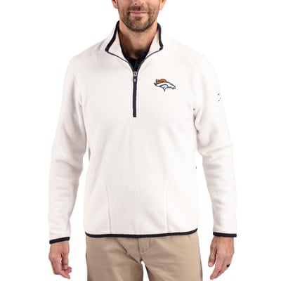 Denver Broncos Cutter & Buck Cascade Eco Sherpa Fleece Quarter-Zip Pullover Jacket - White