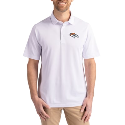 Denver Broncos Cutter & Buck Virtue Eco Pique Recycled Polo - White