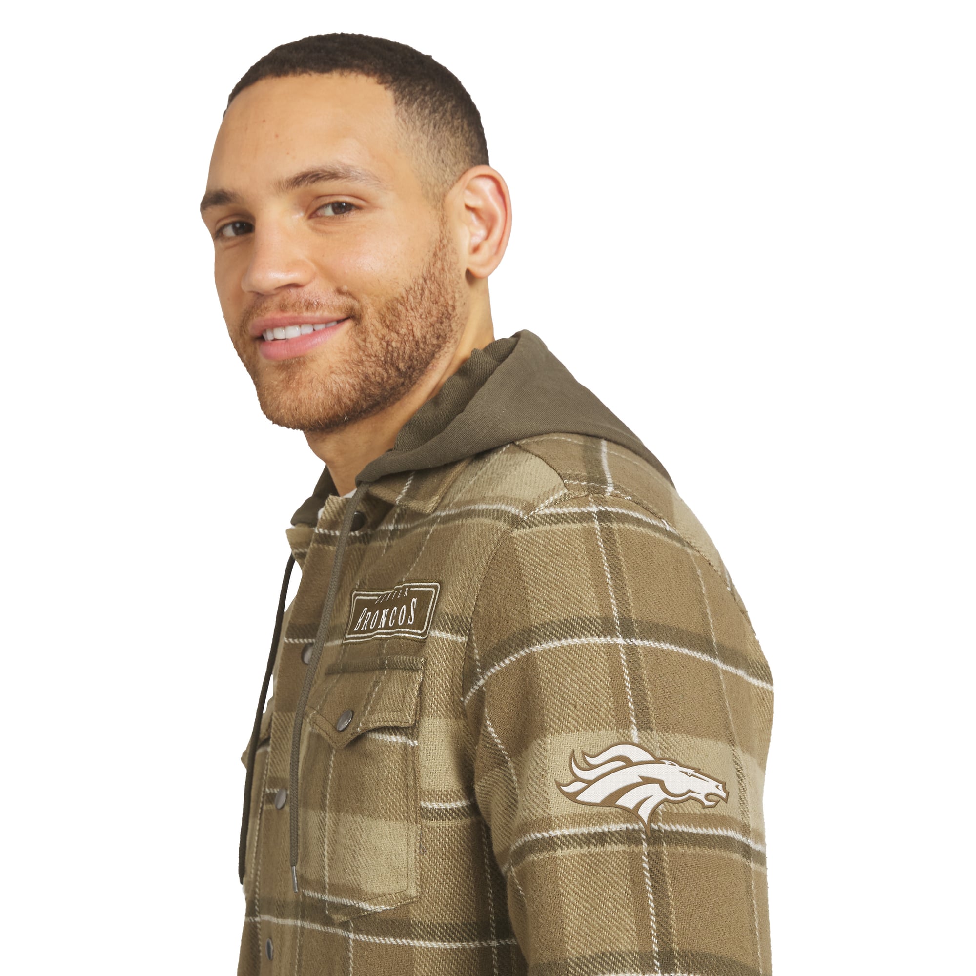 Men's Darius Rucker Collection by Fanatics Brown/Olive Denver Broncos Woven Hooded Full-Snap Shacket