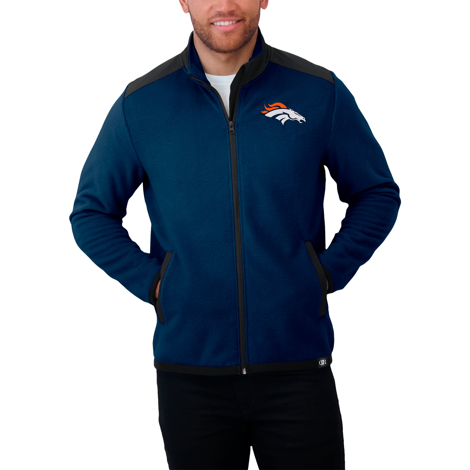 Veste polaire à fermeture éclair intégrale pour homme de la collection Darius Rucker Fanatics, bleu marine, Denver Broncos Color Block