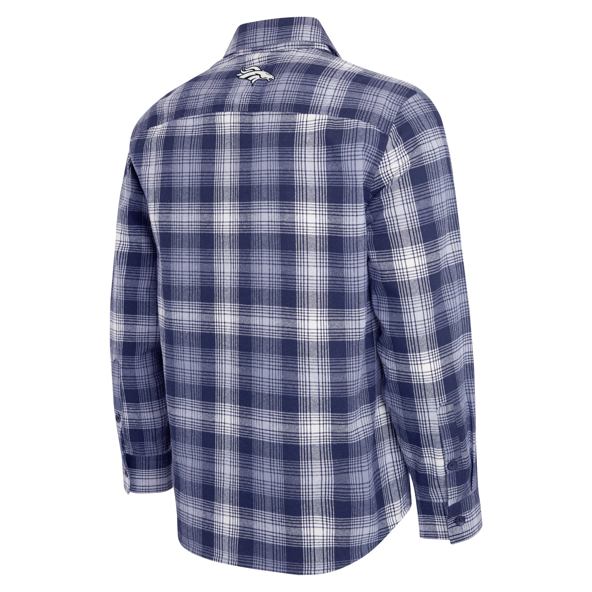 Men's Darius Rucker Collection by Fanatics Navy Denver Broncos Flannel Plaid Long Sleeve Button Up Shirt