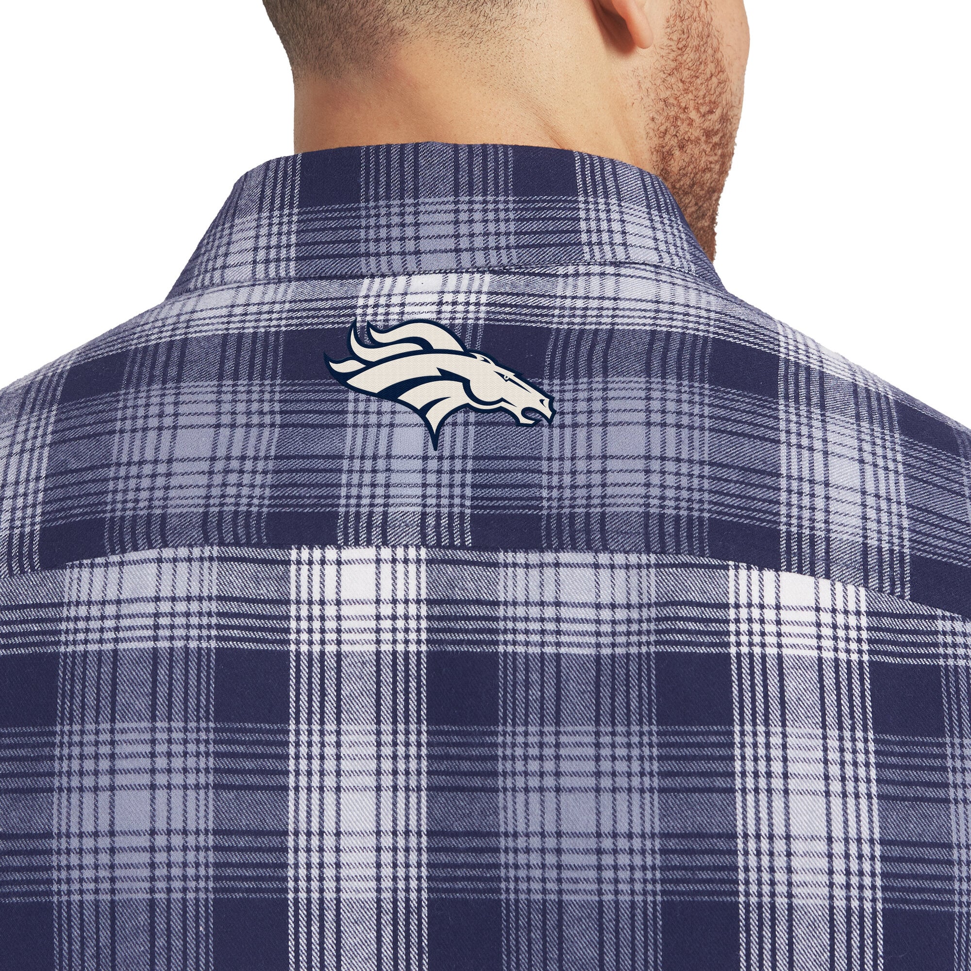 Men's Darius Rucker Collection by Fanatics Navy Denver Broncos Flannel Plaid Long Sleeve Button Up Shirt