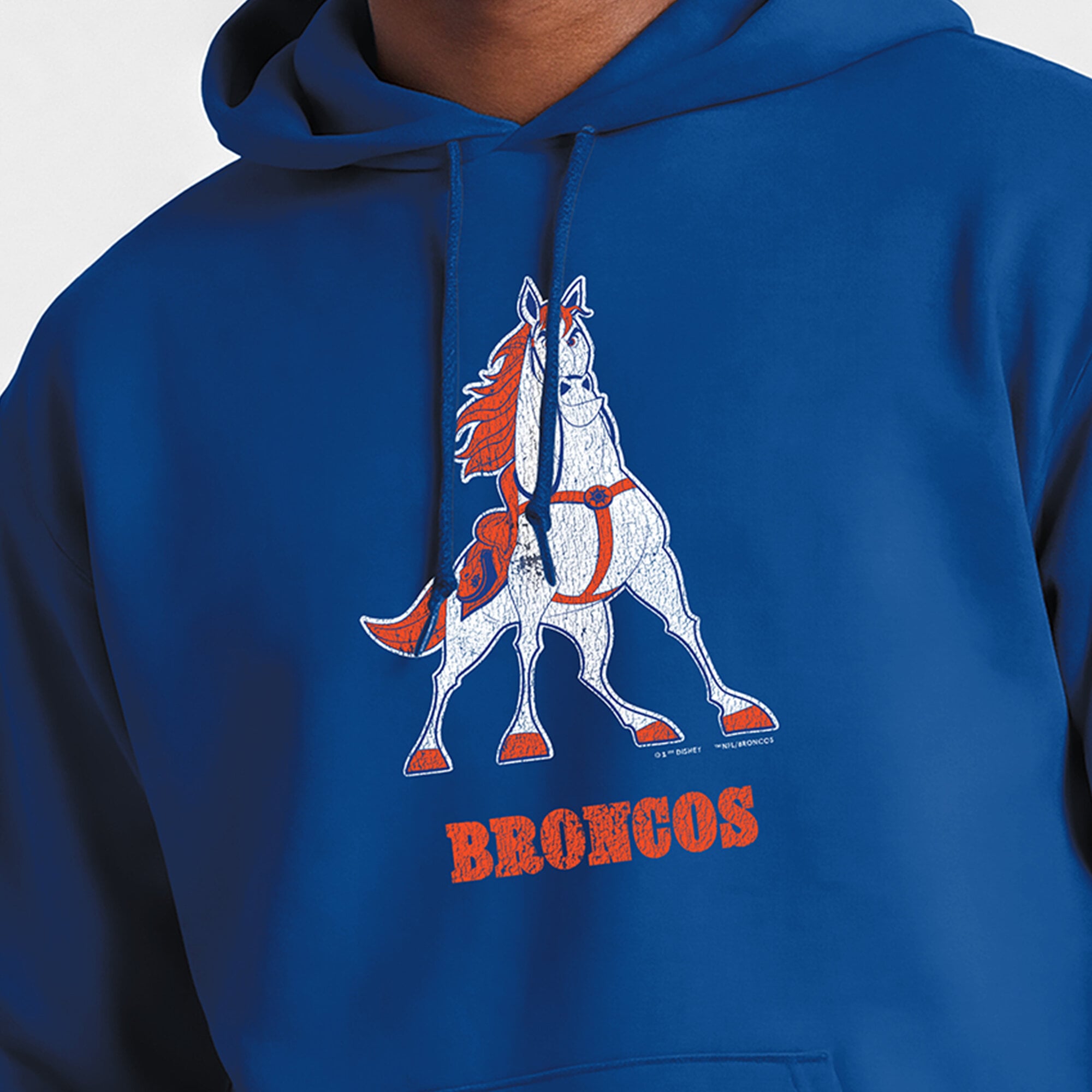 Men's Disney x Champion  Royal Denver Broncos Powerblend Full Front Sweatshirt
