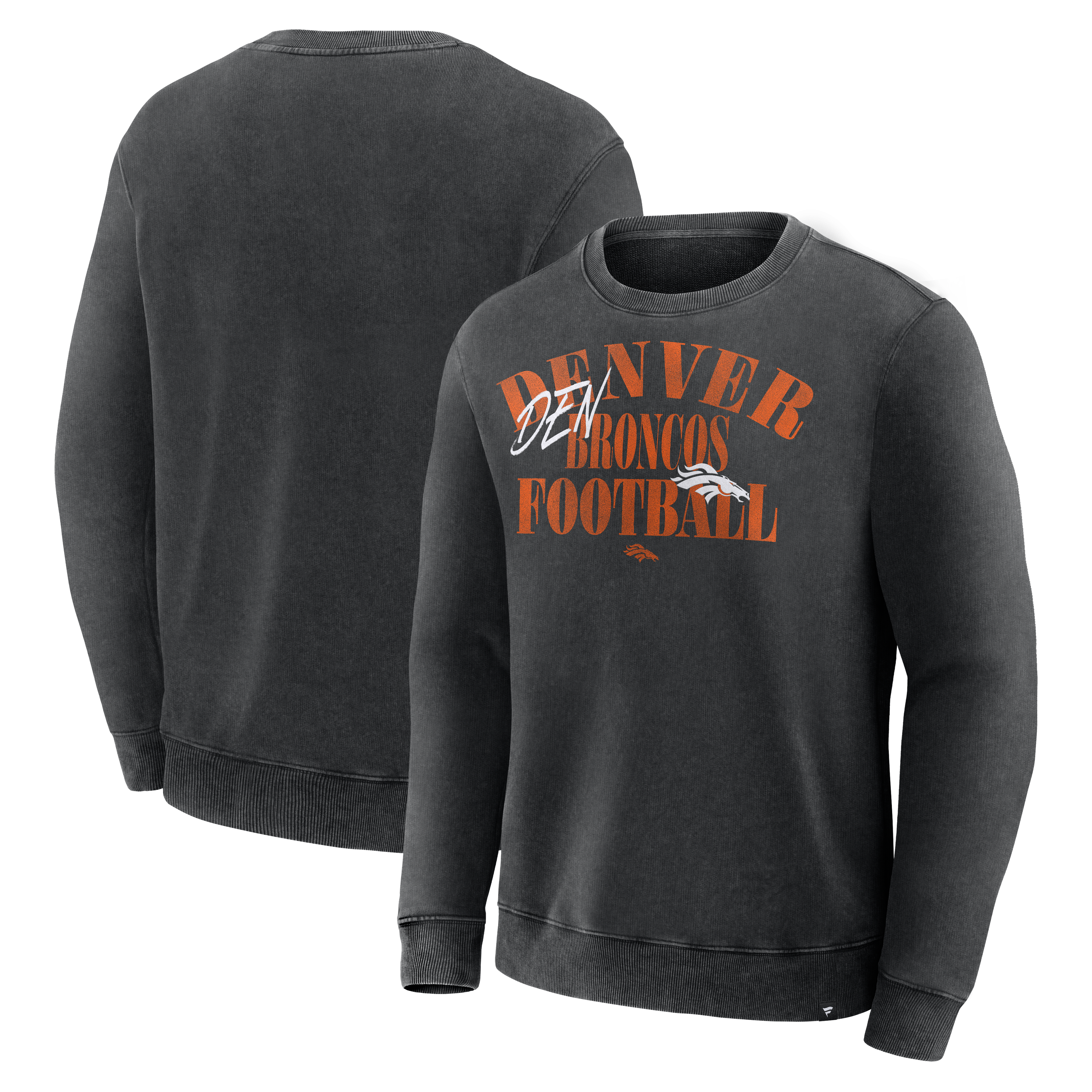 Men's Fanatics Black Denver Broncos Halftime Lead Relaxed Heavyweight French Terry Sweatshirt