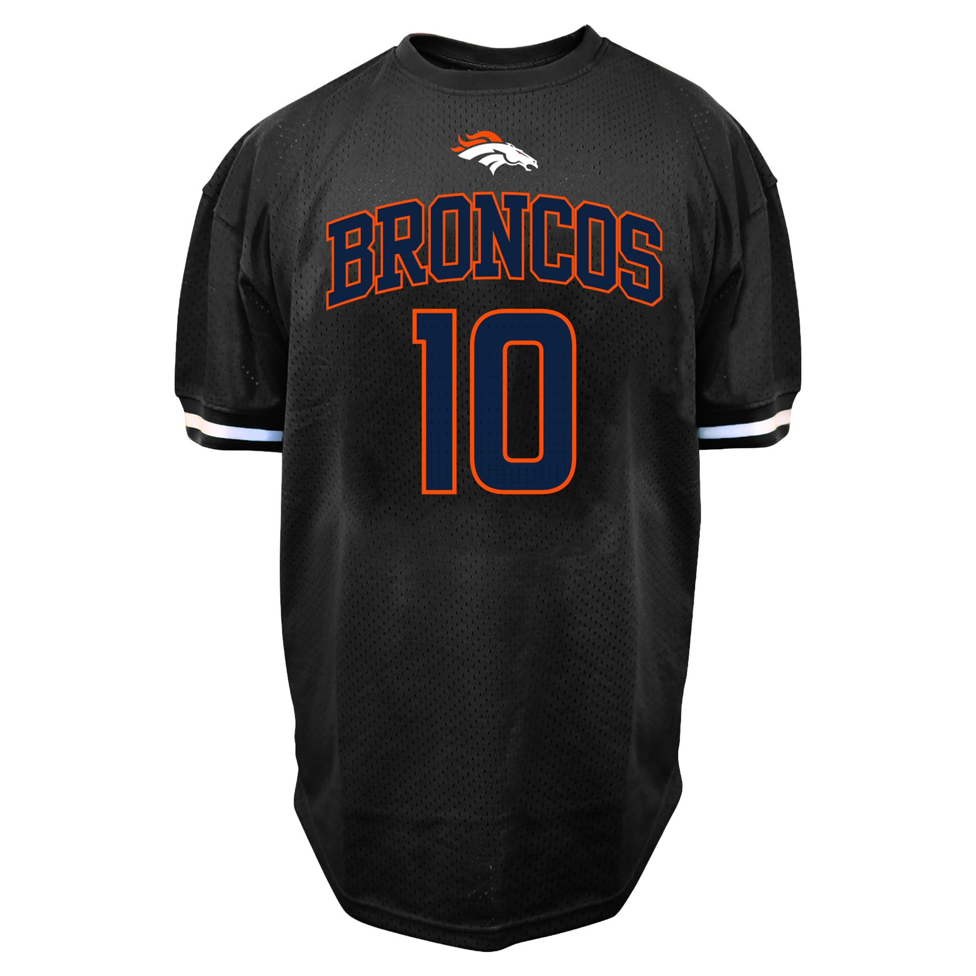 T-shirt Fanatics Bo Nix noir Denver Broncos grandes tailles en maille avec nom et numéro pour homme