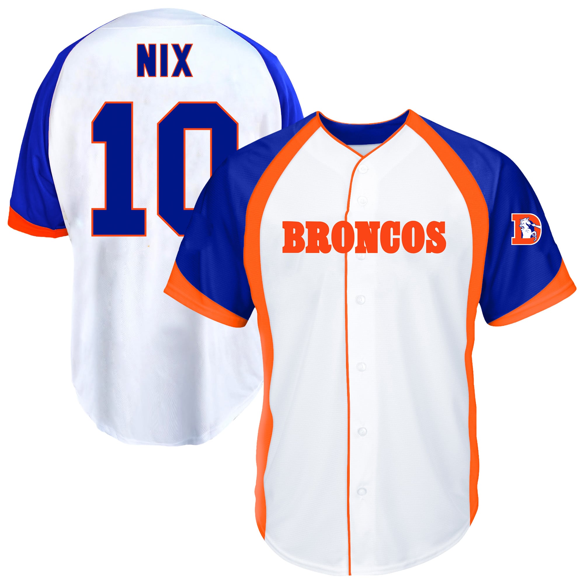 Men's Fanatics Bo Nix White Denver Broncos Big & Tall Button-Up Baseball Jersey Top