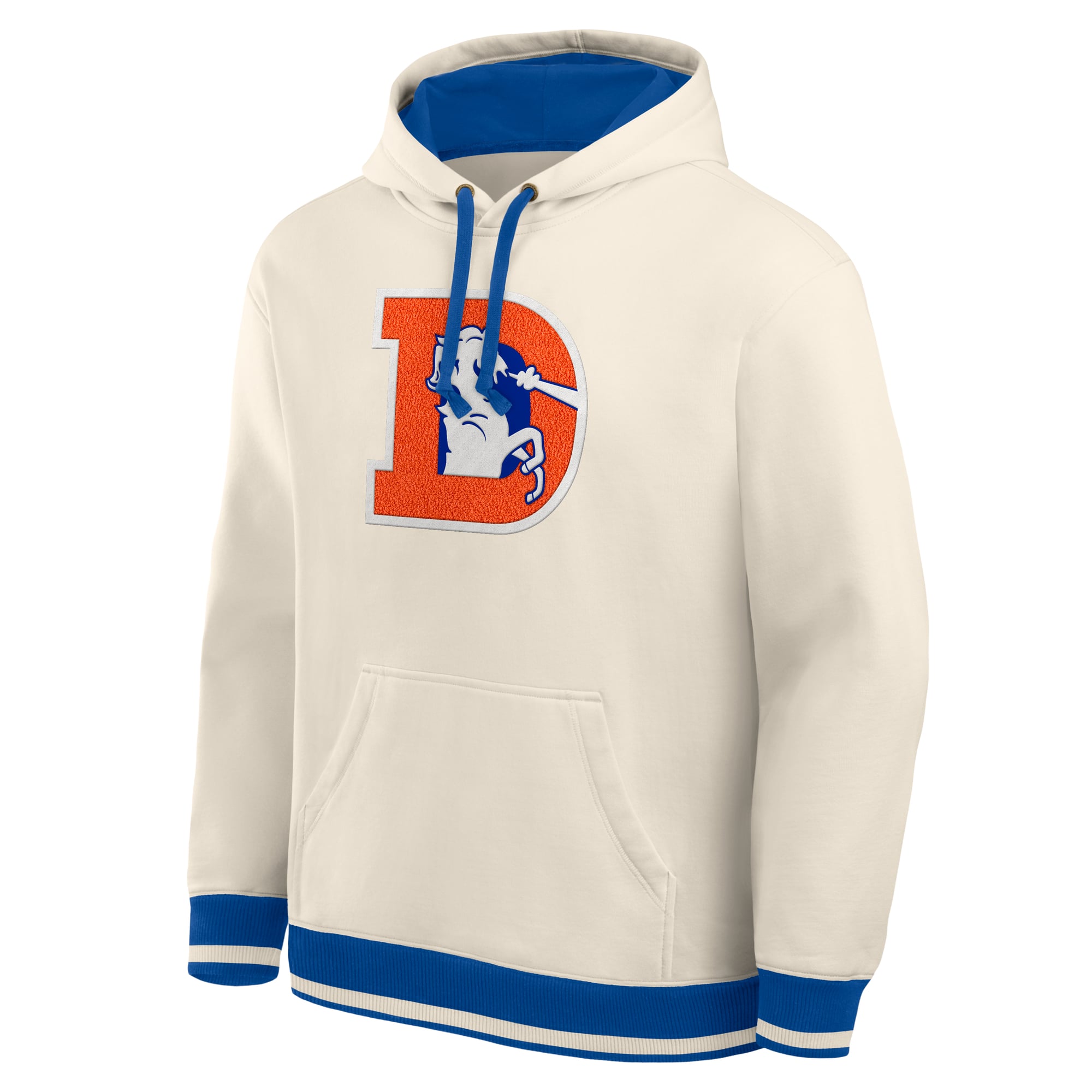 Men's Fanatics Cream Denver Broncos Chenille Heavyweight Fleece Hoodie