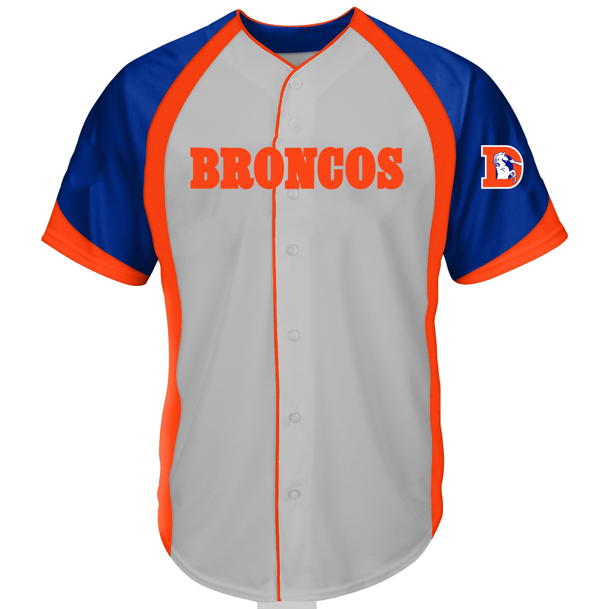 Men's Fanatics Gray Denver Broncos Big & Tall Button-Up Raglan Fashion Top