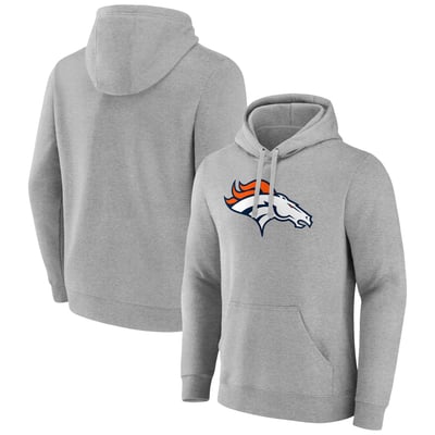 Denver Broncos Primary Team Logo Fitted Pullover Hoodie - Heather Gray